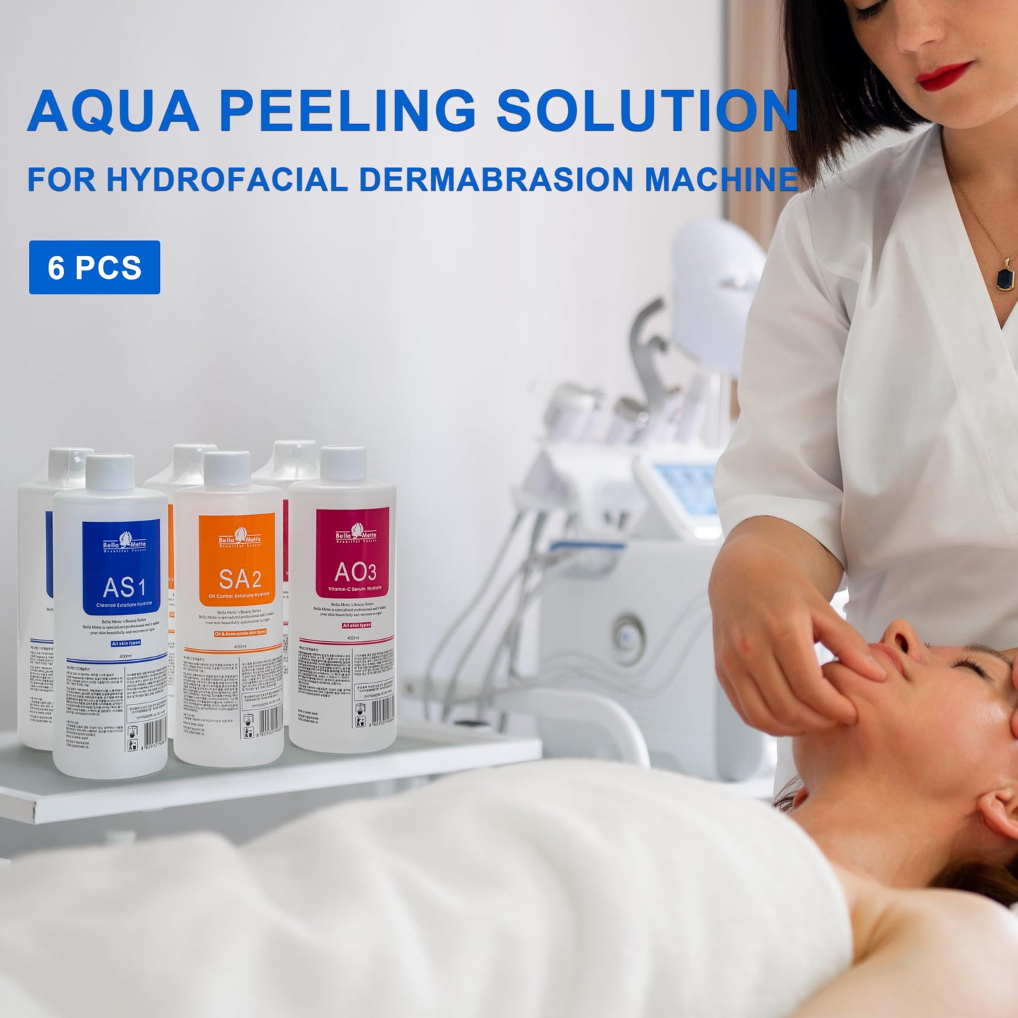 Elitzia 2 Set of Aqua Peeling Solution Facial Dermabrasion Machine Aqua Peel Serum Skin Care AS1 SA2 AO3 for Face Cleansing & Moisturizing 400ml/14.1Fl.oz (Set of 3 Bottles) ETYYS123