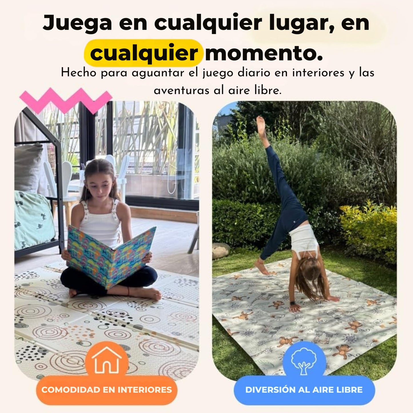Miotetto Foldable Baby Play Mat – 78"x59" Non-Toxic, Reversible, Waterproof, Portable Baby Mat for Floor, Foam mat for Easy Storage & Travel, Large playmat for Kids, Floor mat for Any Playroom