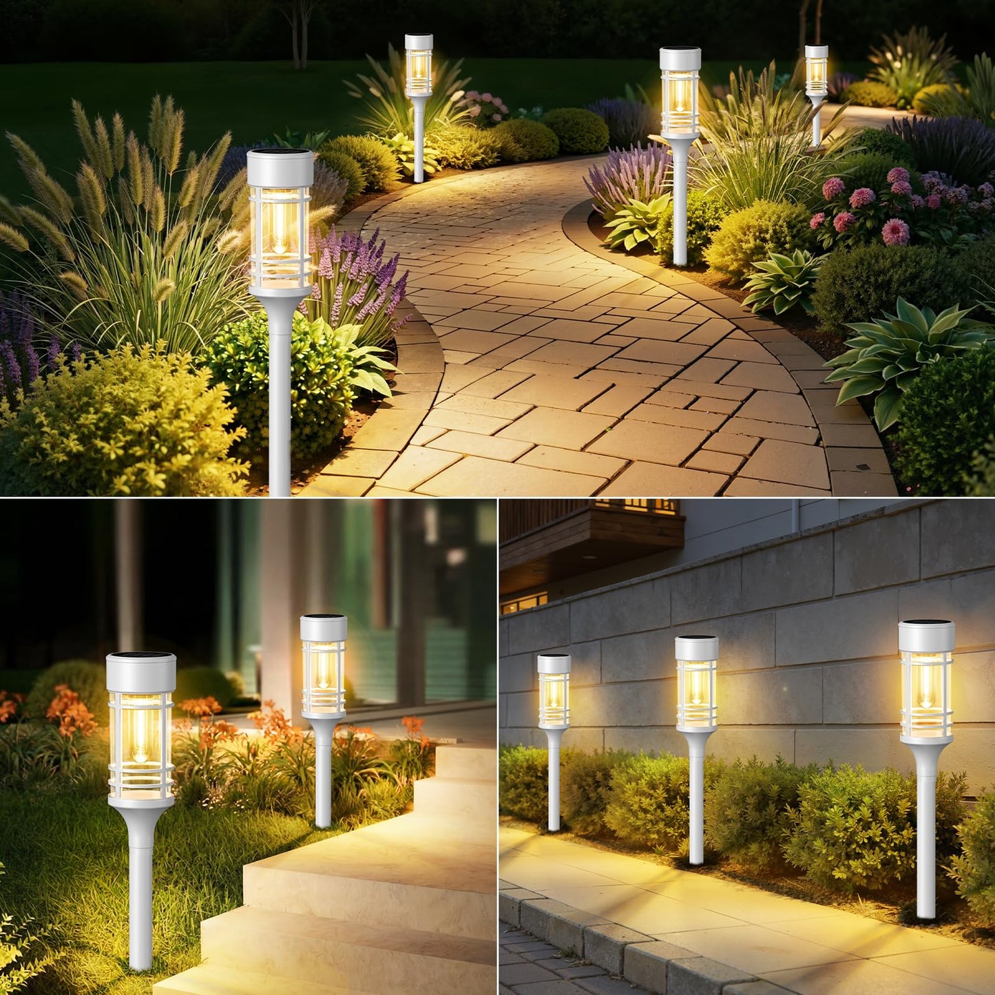 LETMY Solar Pathway Lights Outdoor, 4 Pack Solar Lights Outdoor Waterproof IP65, Bright Garden Light for Yard Walkway Driveway Landscape Garden Decor(White)