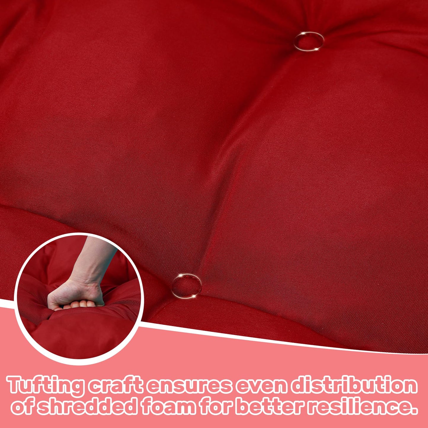 idee-home Egg Chair Cushion Replacement, Hanging Chair Cushion Outdoor with Waterproof Cover, Wicker Hammock Swing Cushioned for Patio, Red(Without Chair)