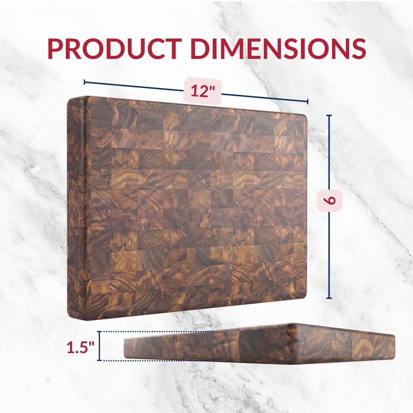 Butcher Block End Grain - Made in USA - Walnut Hardwood - Solid Wood Cutting Board