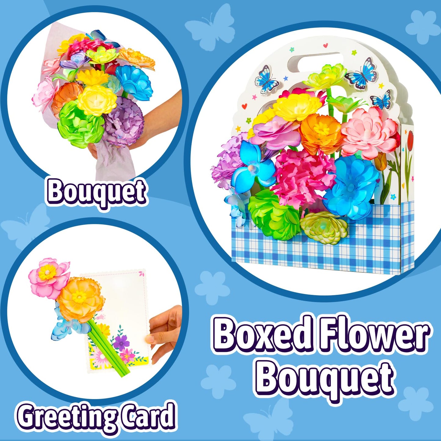 HAPMARS Paper Flowers Science Kit for Kids 4-8 8-12 – DIY Magic Color Changing Paper Flowers Kit,Creative Art STEM Educational Craft Set,Mother's Day Christmas Birthday Gifts,Bouquet Box Included