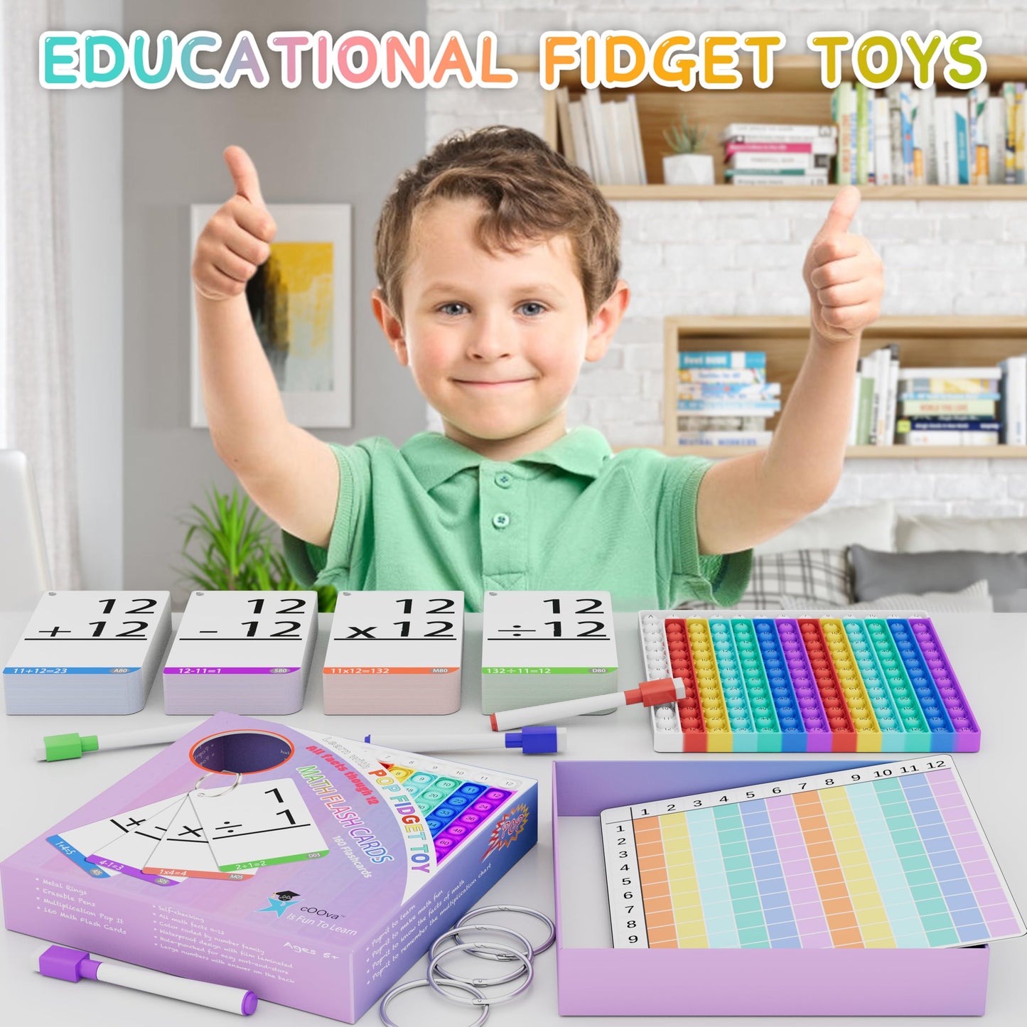 Math Games for Kids - Flash Cards for Kids - Pop it Practice with Addition, Subtraction, Multiplication & Division - Ideal for Math Learning and Skill Building.
