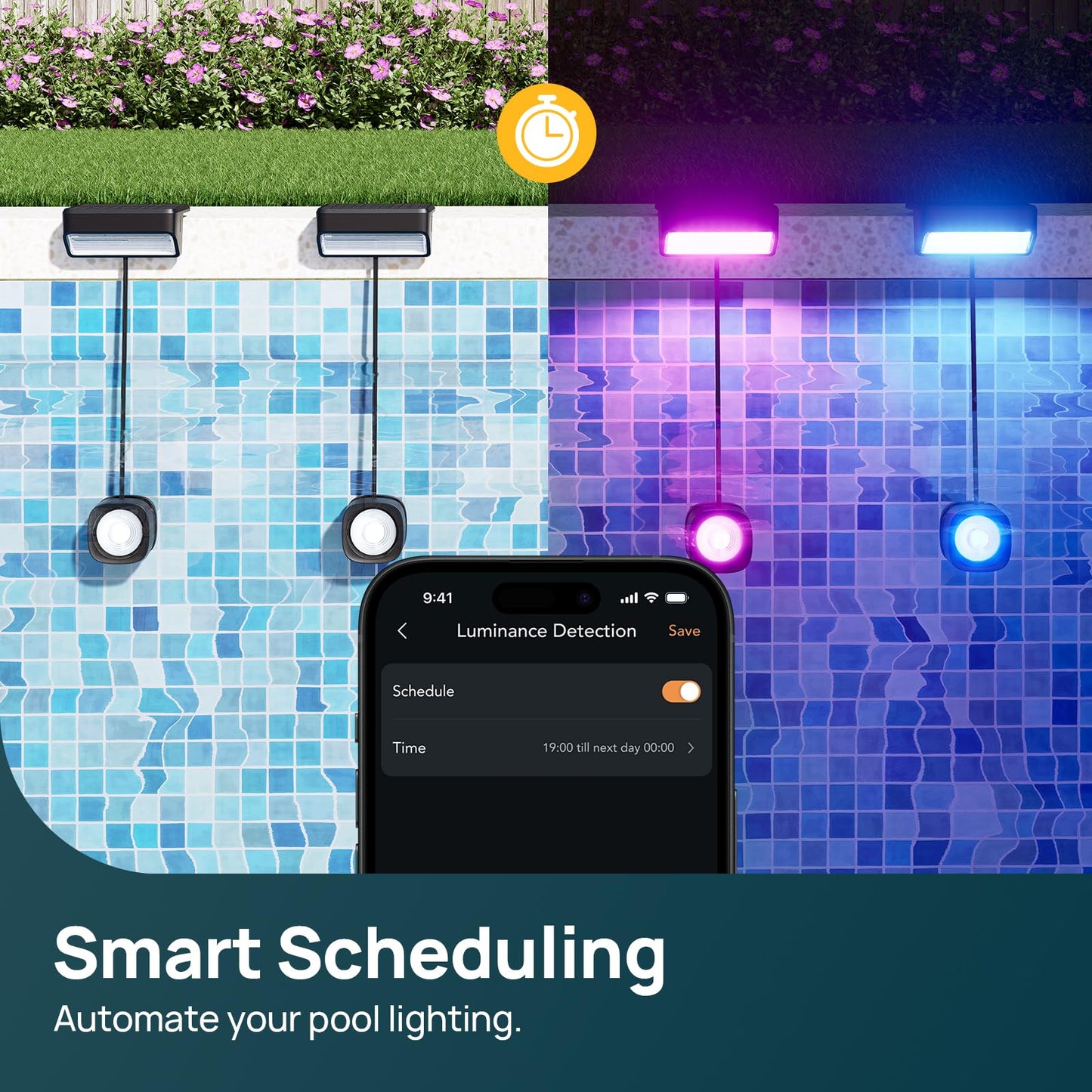 Linkind Smart Solar Pool Lights for Inground & Above Ground Pool, AI Dotis, Dual-Zone APP Control Pool Light, IP68 Waterproof Solar Power Pool Lights for Garden,Fence,Pond,2 Pack