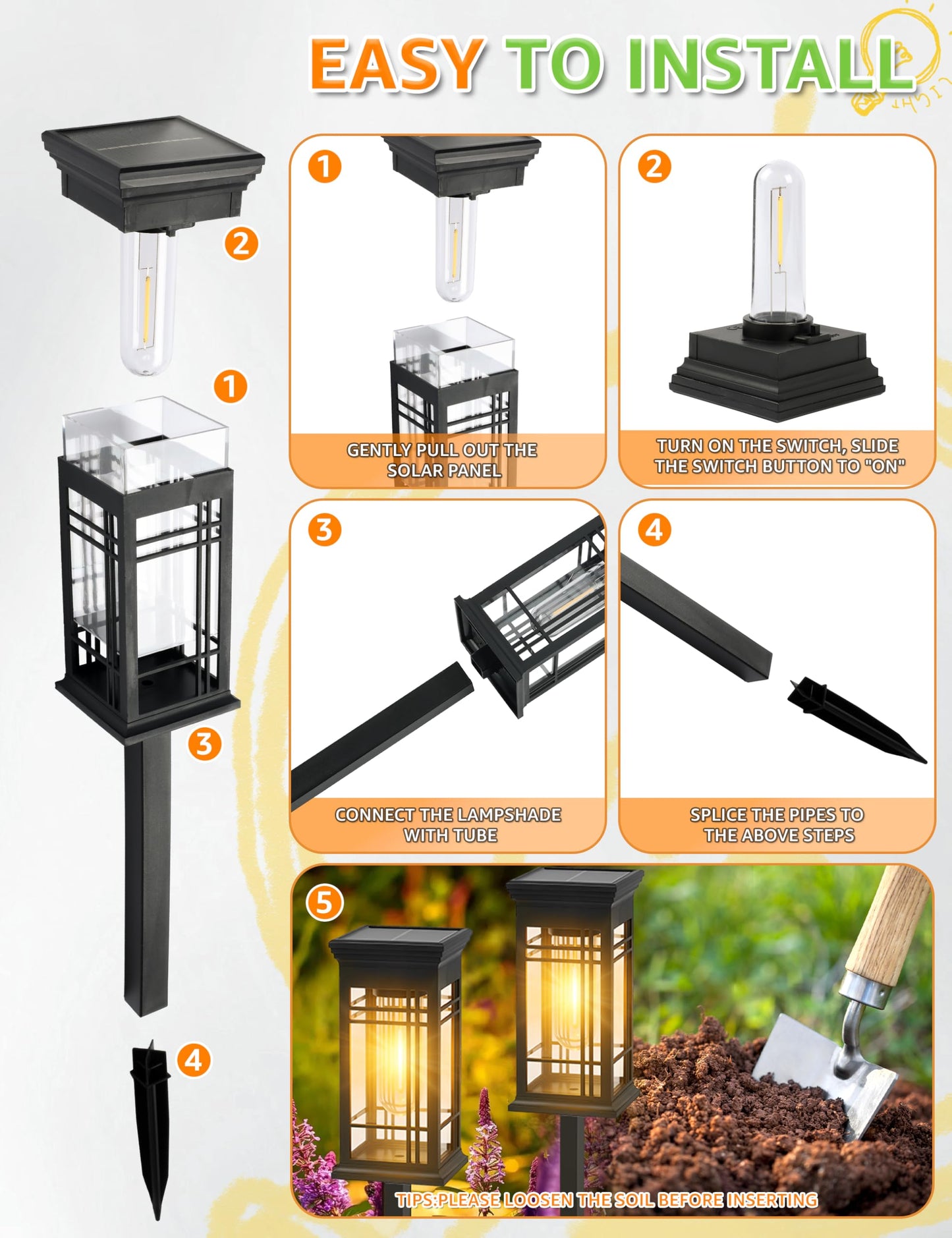 ALLIVING 8 Pack Solar Lights Outdoor Waterproof, Bright Solar Pathway Lights with Auto On/Off, Weatherproof Garden Landscape Lighting for Yard Patio Walkway Lawn Decor