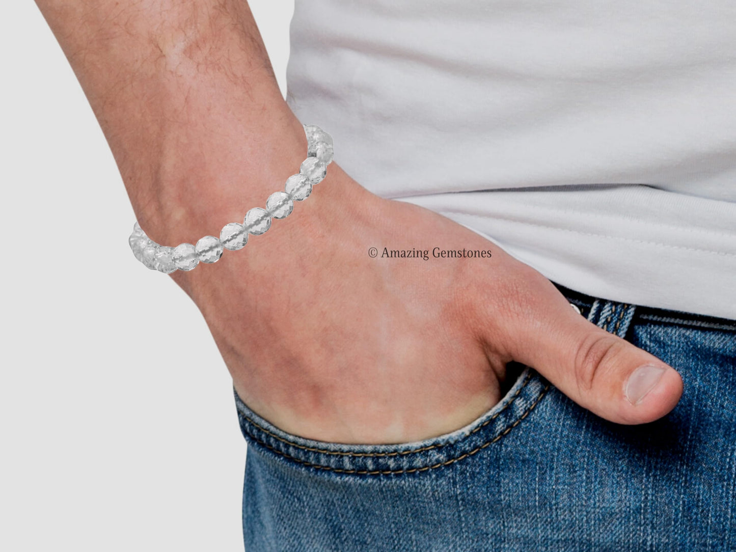 Amazing Gemstone Clear Quartz Bracelet for Women - Chakra Mens Bracelet Protection Crystals and Healing Stones - Blessing Bracelet Spiritual Meditation Gift Christmas Stocking