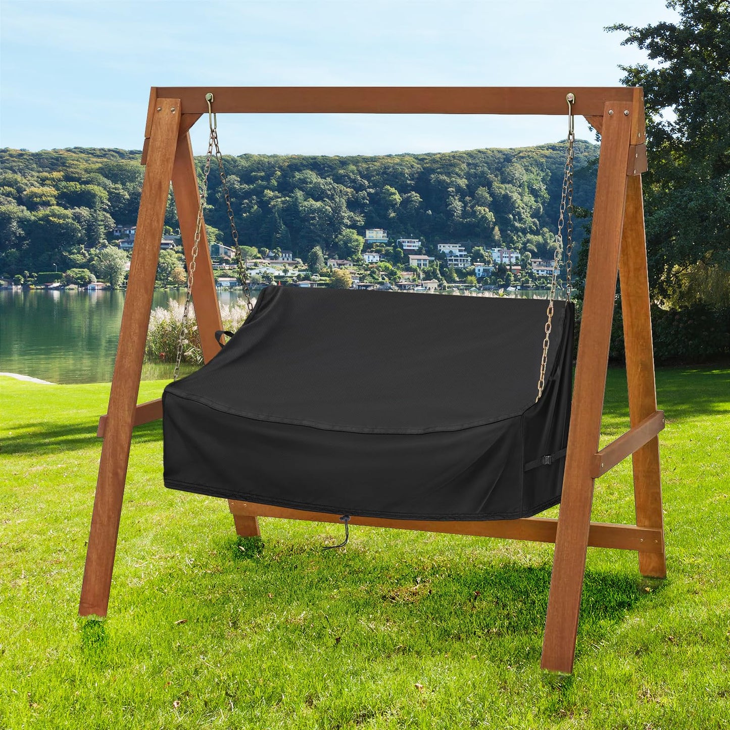 Kasla Porch Swing Seat Cover, Waterproof Swing Covers for Outdoor Patio Swings & Garden Hammock Glider & Hanging Swing Bench (62x26x15/21in)