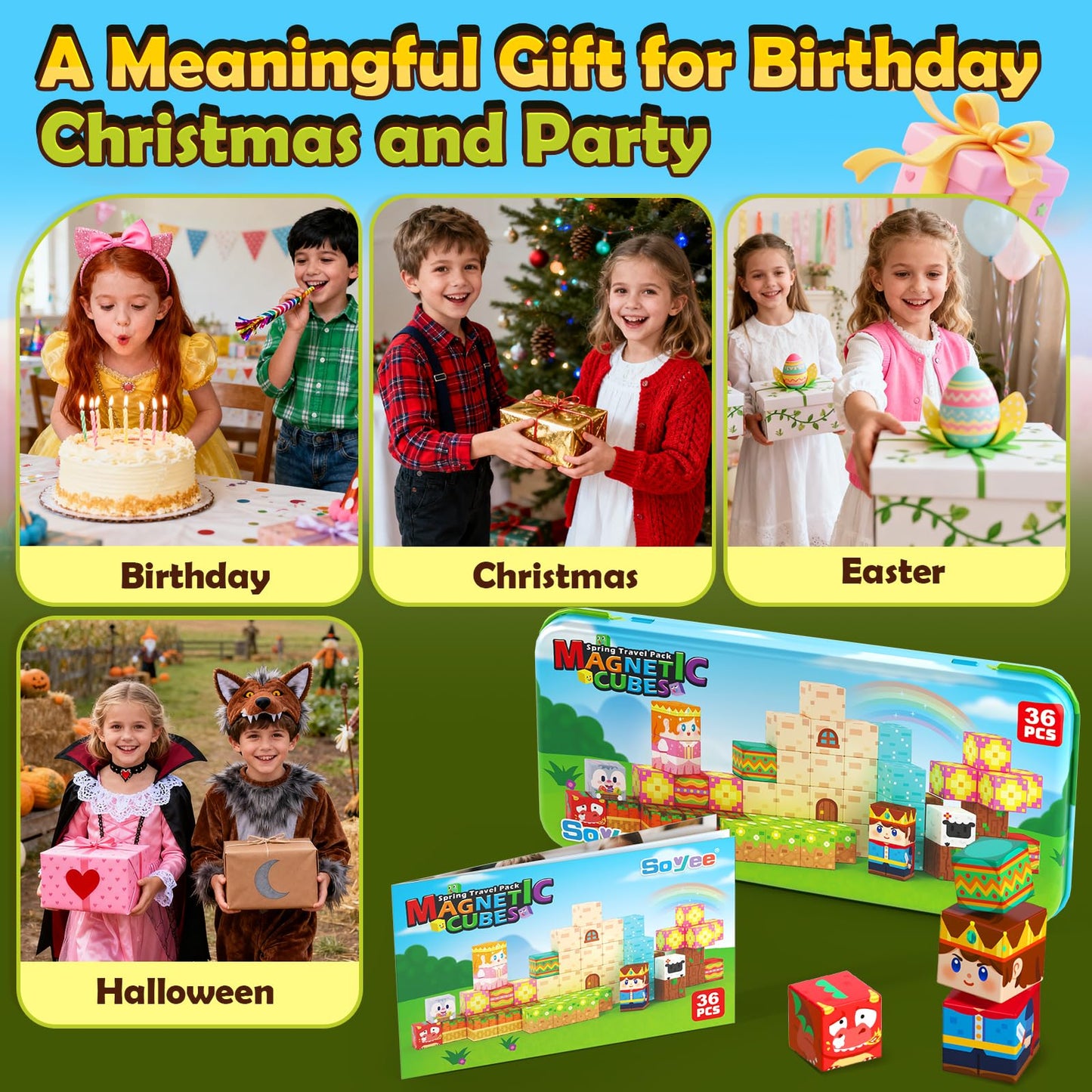 Mini Magnetic Blocks with Case - Portable Building Cubes Travel Toys for Kids Ages 4-8 Construction STEM Learning Set for Toddlers Build Mine Magnet World Christmas Birthday Gift for Boys Girls 3-5