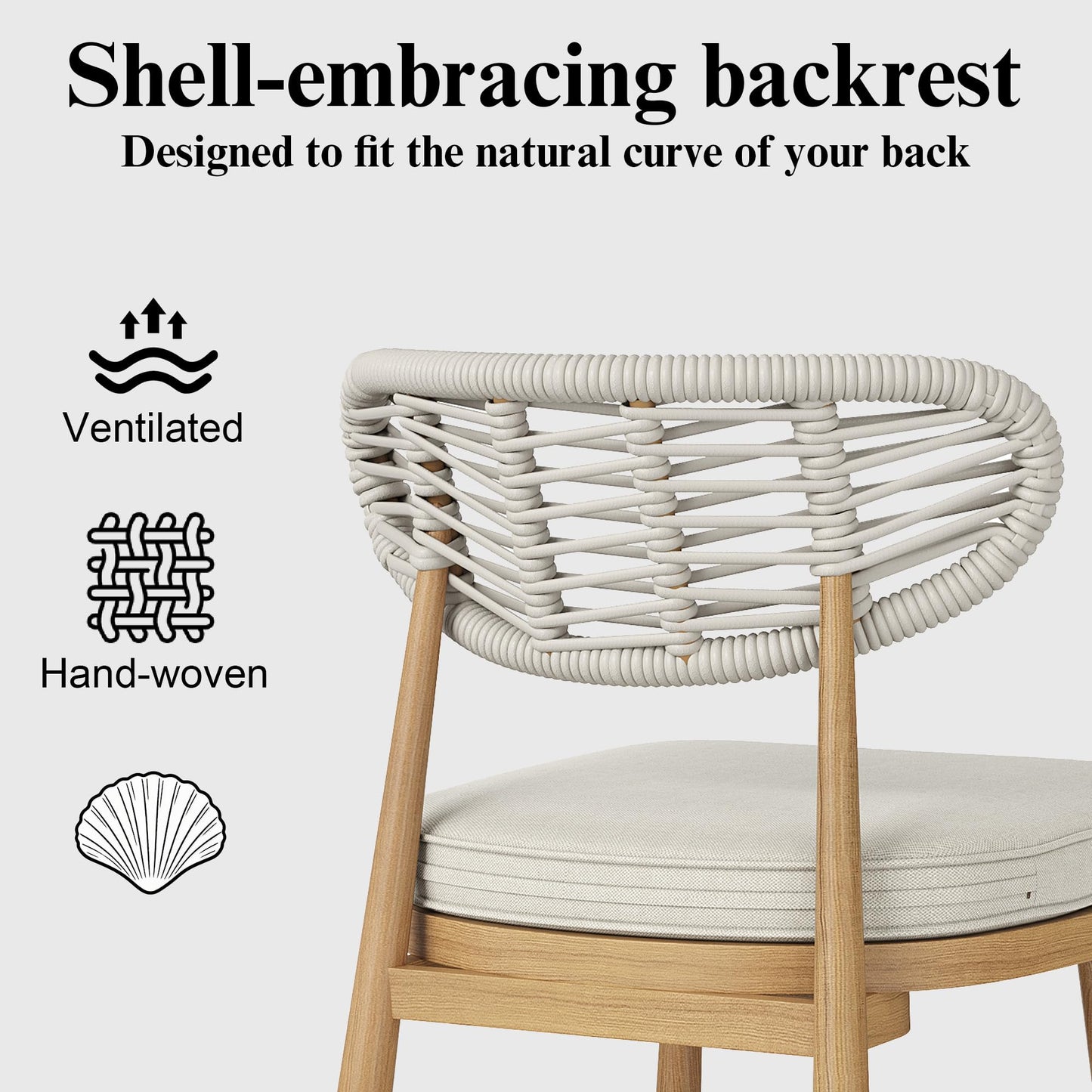 Garden Story Outdoor Bar Stools Set of 2,Woven Barstools with Rattan Back,24" Outdoor Bar Height Stools Wicker,Patio Bar Chairs Boho Bar Stool,Counter Height Bar Stool Aluminum (Natural, 24 Inch)