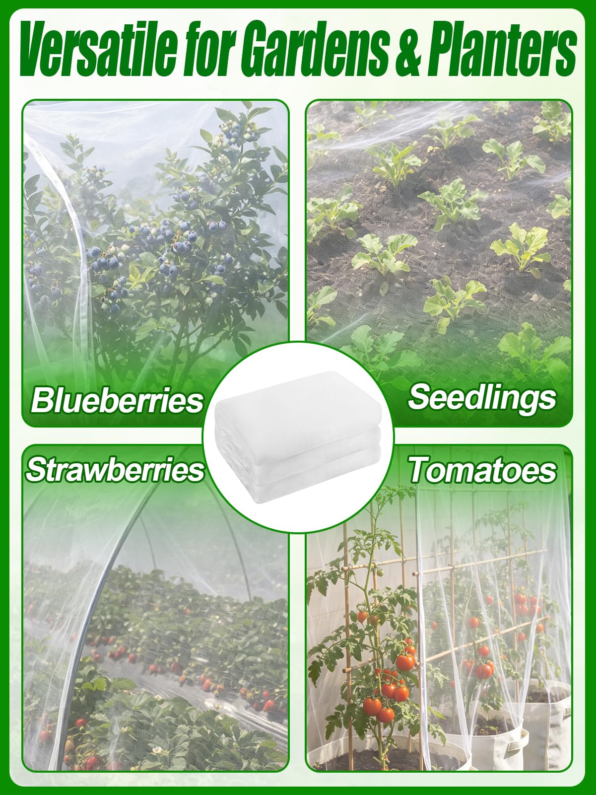 4x20ft Large Garden Netting - Ultra Fine Mesh Plant Covers to Keep Small Animals Pest Out, Bird Barrier Screen for Protecting Vegetables Fruits Flowers Raised Beds (Without Support Pole)