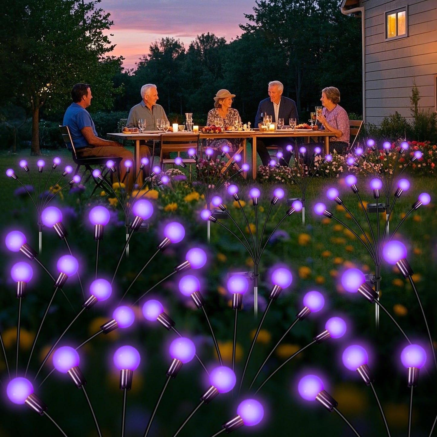 NBQQ Solar Garden Lights Outdoor, Waterproof Solar Powered Lights for Yard Pathway Patio, Swaying Lawn Decor as Gardening Gifts for Women Holiday (Purple, 6 Pack)