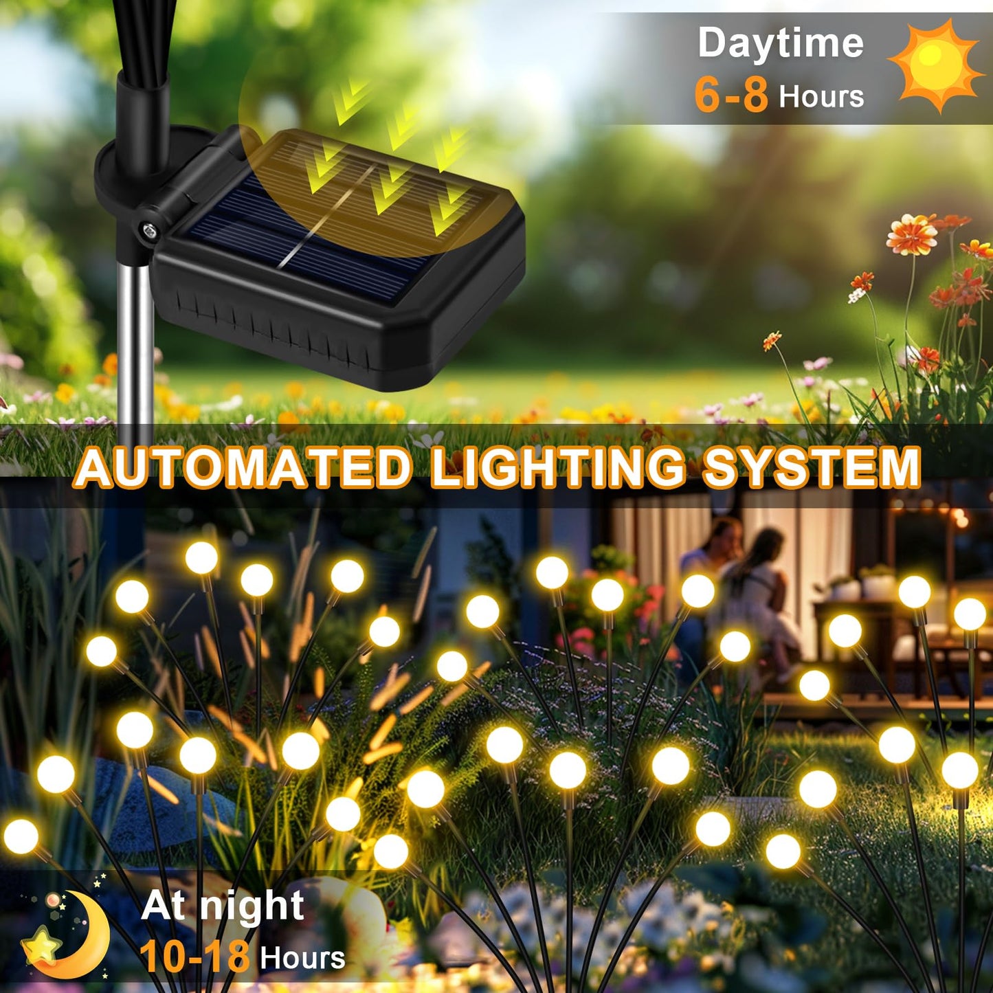 NBQQ Solar Garden Lights Outdoor, Waterproof Solar Powered Lights for Yard Pathway Patio, Swaying Lawn Decor as Gardening Gifts for Women Holiday(Warm White,6 Pack)