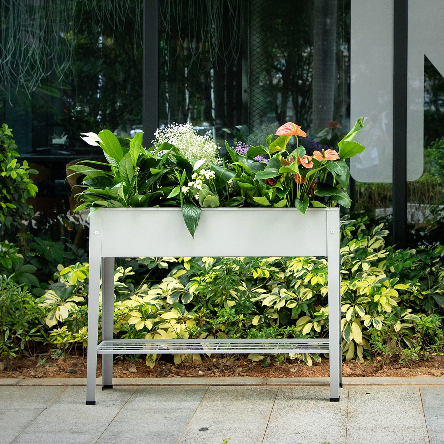DIGTER Metal Raised Garden Bed,Raised Planter Box with Legs,Herbs and Vegetables Planter Suitable for Outdoor Patio Deck and Porch (Gray)