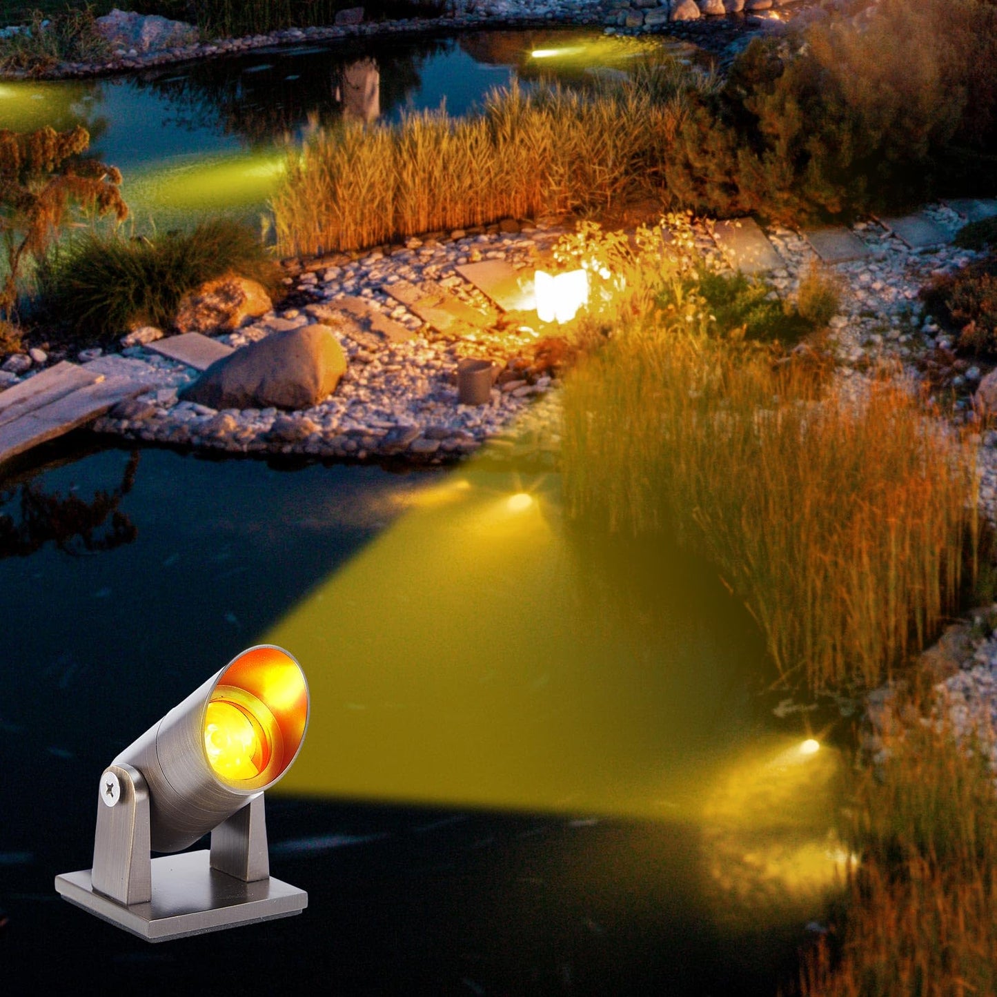 Rossesay 6 Pack Waterproof Brass Underwater Light Ip65 Pond Lights LED Submersible Pool Fountain for Swimming Home Garden Patio Pond Fountain Waterfall Landscape Rockery