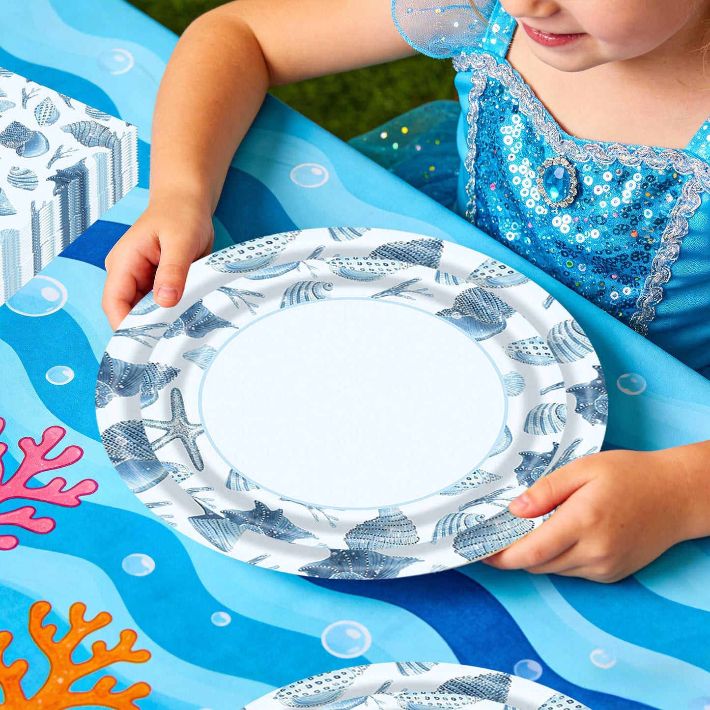 Seashell Beach Plates and Napkins Ocean Under the Sea Party Decorations Under the Sea Paper Plates Napkins Disposable Beach Shells Birthday Wedding Party Supplies