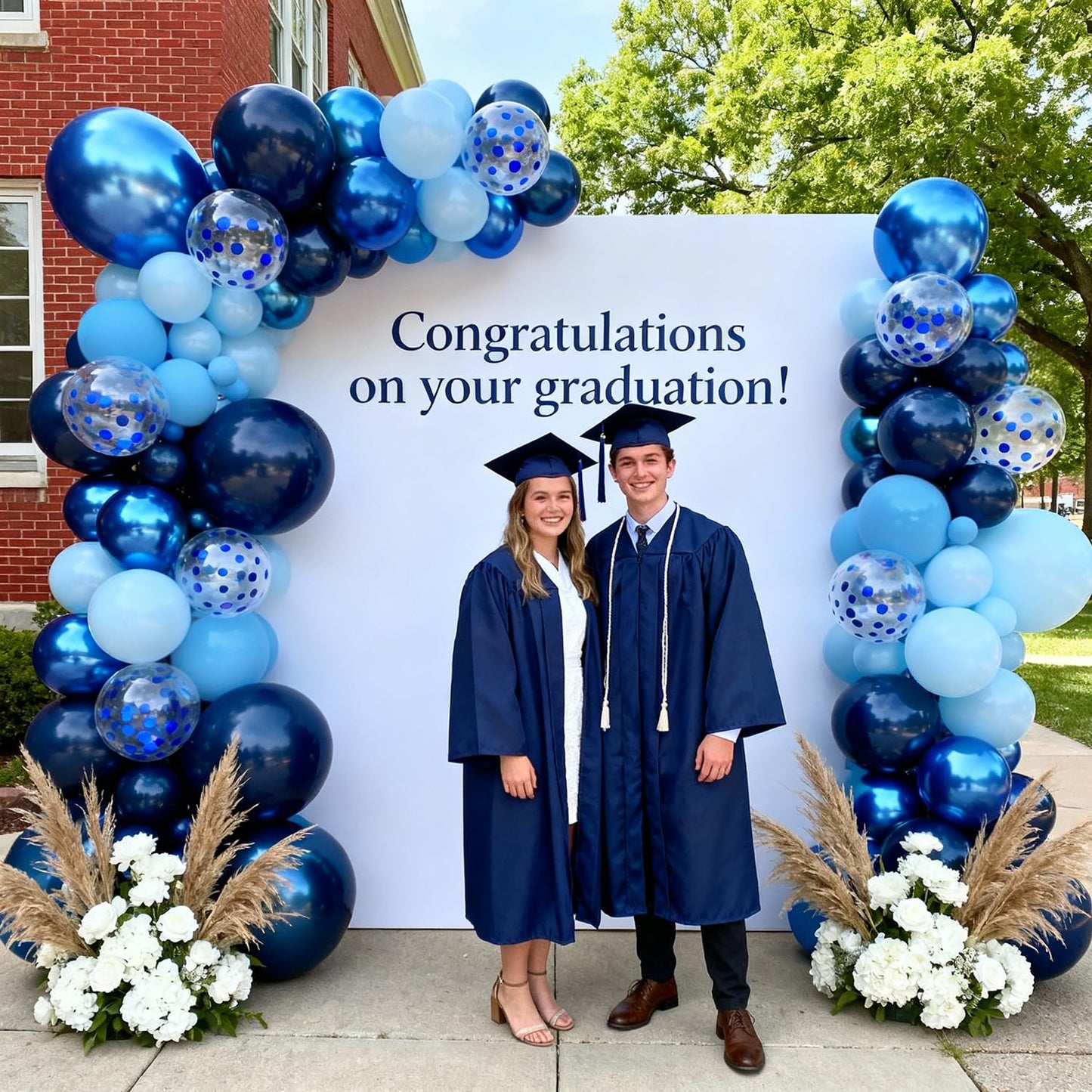 Blue Balloon Arch kit, Navy Dark Metallic Blue and Matte Light Blue Balloons Garland with Blue Confetti Latex Balloons for Birthday Wedding Anniversary Gender Reveal Party Decorations