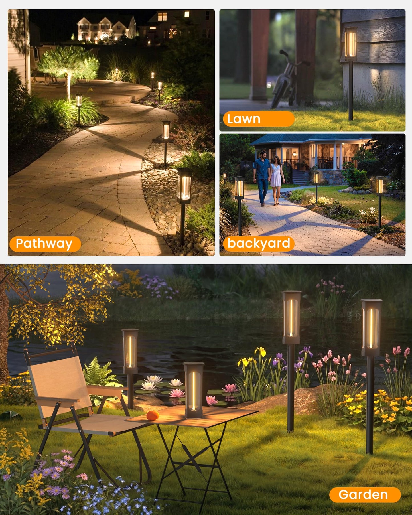 VOLISUN Solar Pathway Lights,8 Pack LED Solar Lights Outdoor Waterproof, Landscape Lighting,Warm Color Solar Path Lights,Landscape Lights,Solar Garden Lights for Yard Lawn Driveway Walkway