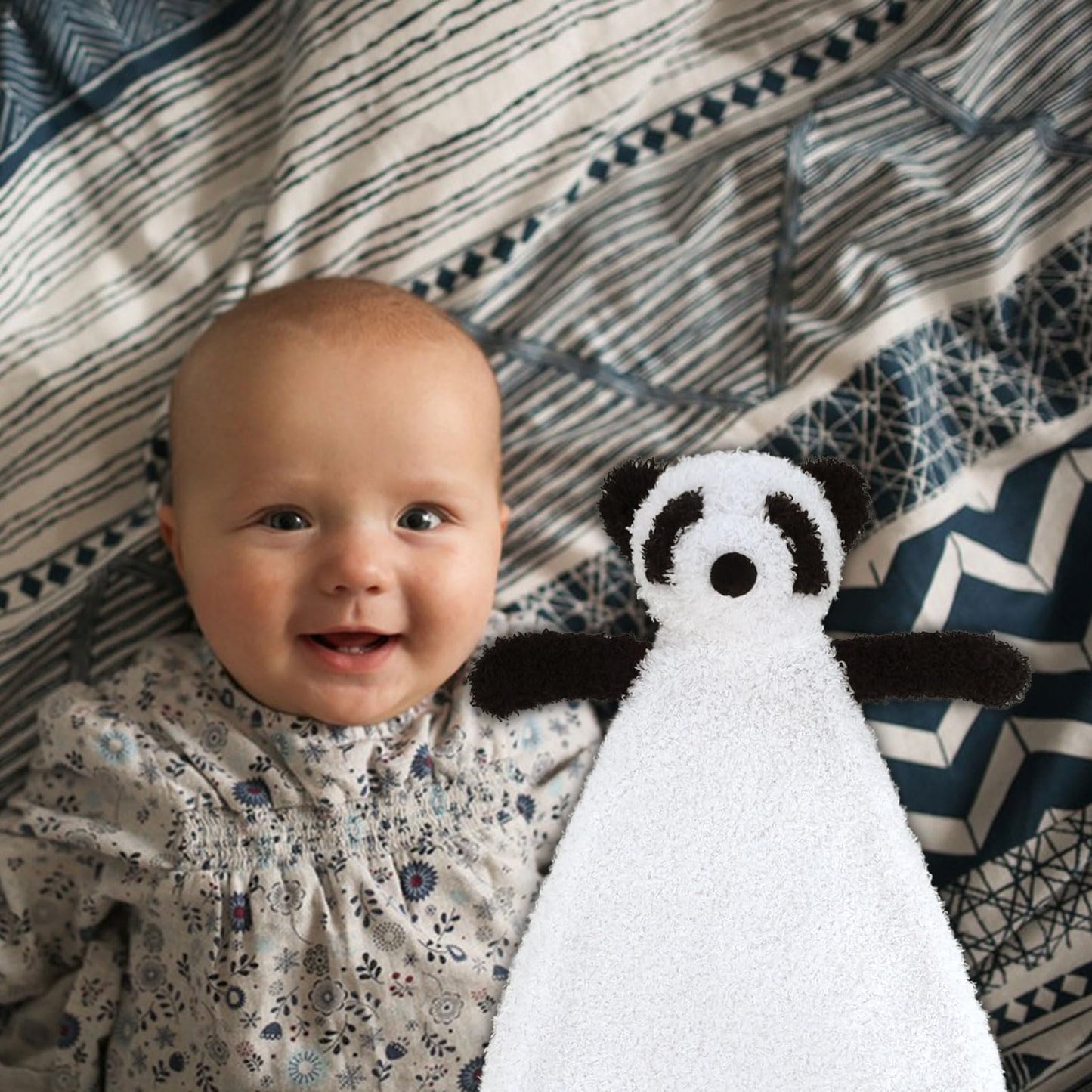 Doindute Baby White Panda Soft Stuffed Animal Security Blanket, Plush Panda Character Lovey Blanket, Baby Shower/Nursery Gift, Newborn Infant Toddler Snuggle Blankie for Boys Girls, 16 Inches
