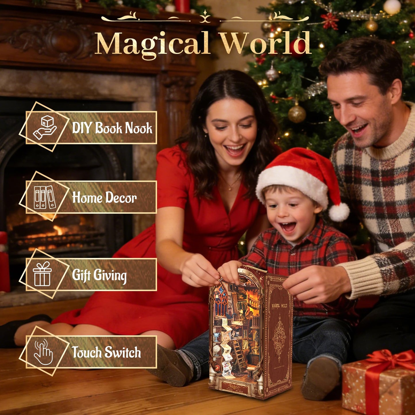 ZibbleZork Book Nook Kit, DIY Miniature Dollhouse Kit, 3D Wooden Puzzle for Adults and Teens, Booknook Bookshelf Decor Craft, Gifts for Women, Teens, and Puzzle Lovers (Magic World)