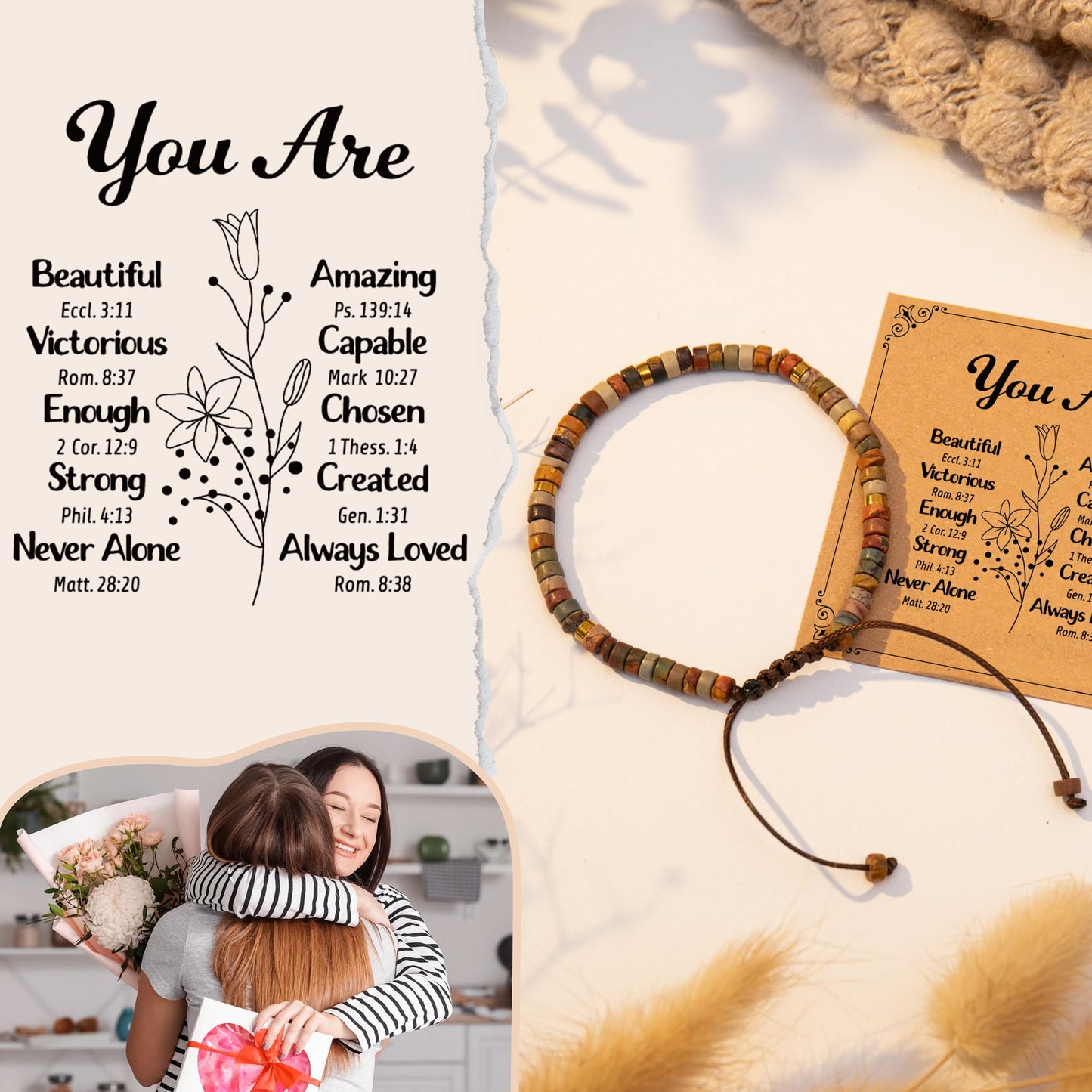 ZOKCC Inspirational Gifts Bracelets for Women: Mothers Day Gifts for Mom - Healing Natural Stone Beads Bracelets Thinking of you Get Well Soon Gift for Women Friends Sister Mom