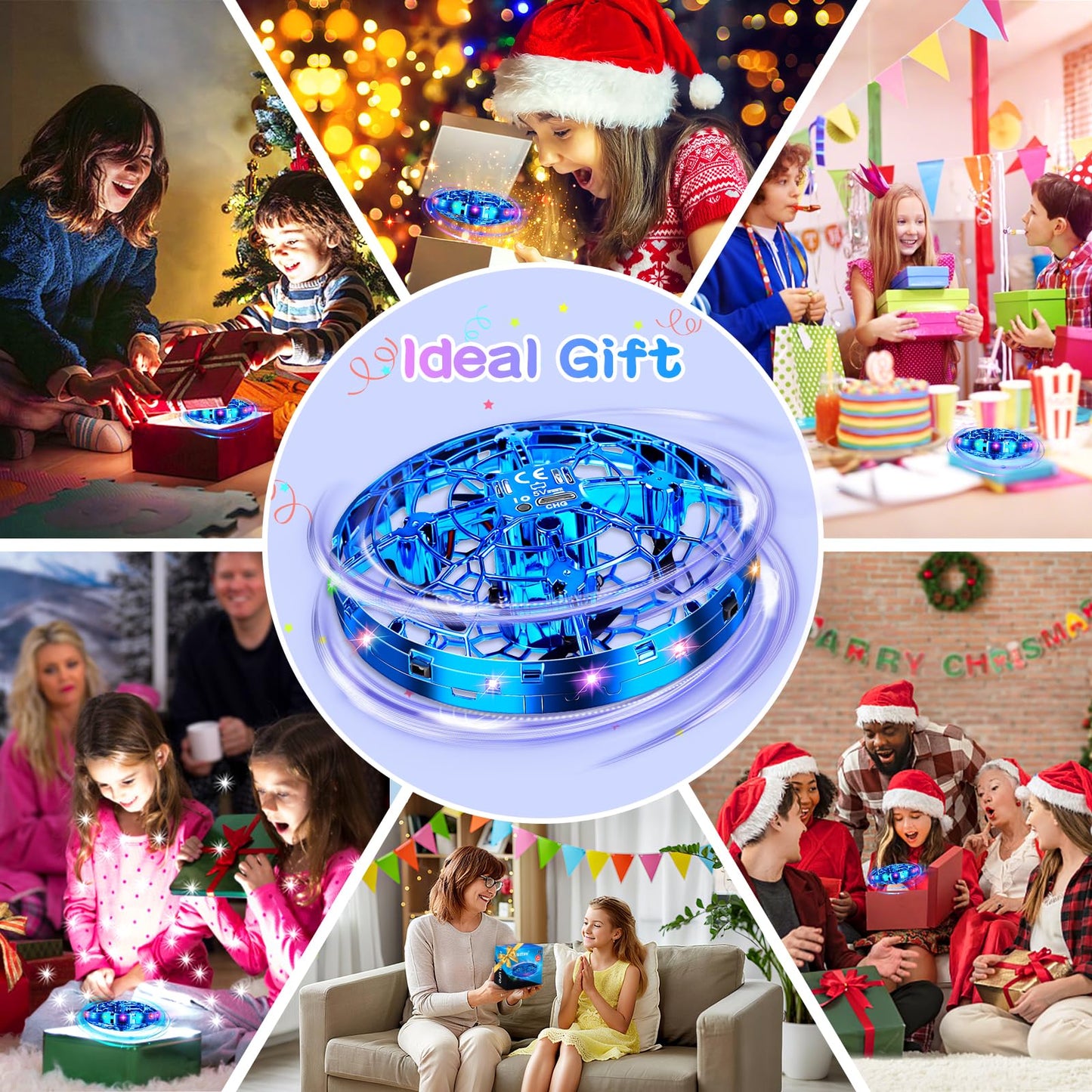 Vantexi Drone for Kids, 2026 Upgrade Flying Toys with LED, Hover Boomerang Mini Drone, Hand Operated UFO Flying Orb Ball, Christmas Birthday Gifts for 6 7 8 9 10 11 12+ Boys Indoor Outdoor (Blue)