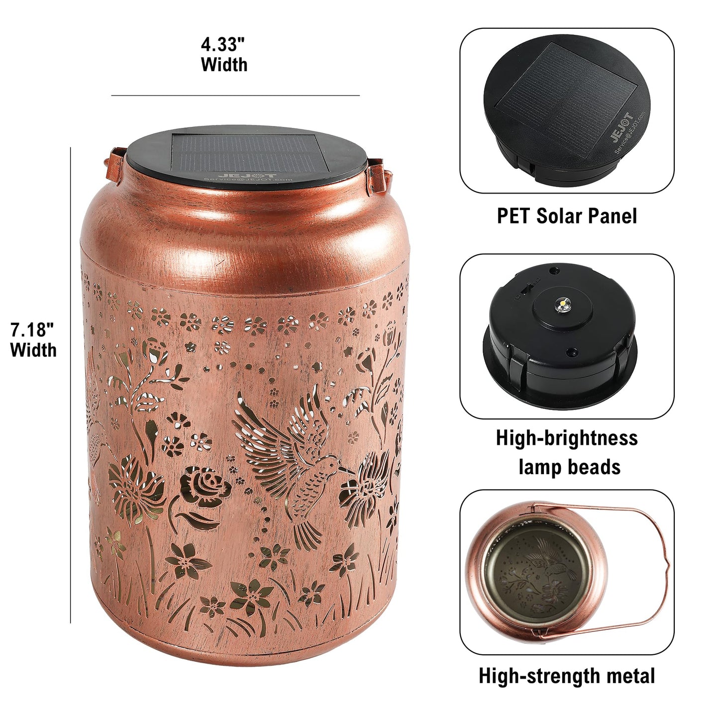 JEJOT Hummingbird Solar Lanterns Outdoor Waterproof, Mothers Day Gifts, Birthday Gifts for Women Mom Grandma,Metal Hanging Solar Lantern for Yard,Garden,Porch Landscape Deconrations-2 Pack