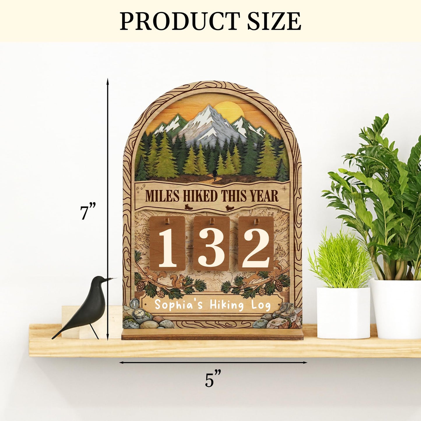 Hiking Gifts for Women Men, Personalized Miles Hiked This Year Tracker Sign, Wooden Hiking Log Counter, Unique Hiking Essentials, Cool National Park Gifts for Hikers, Father Day Gifts For Dads