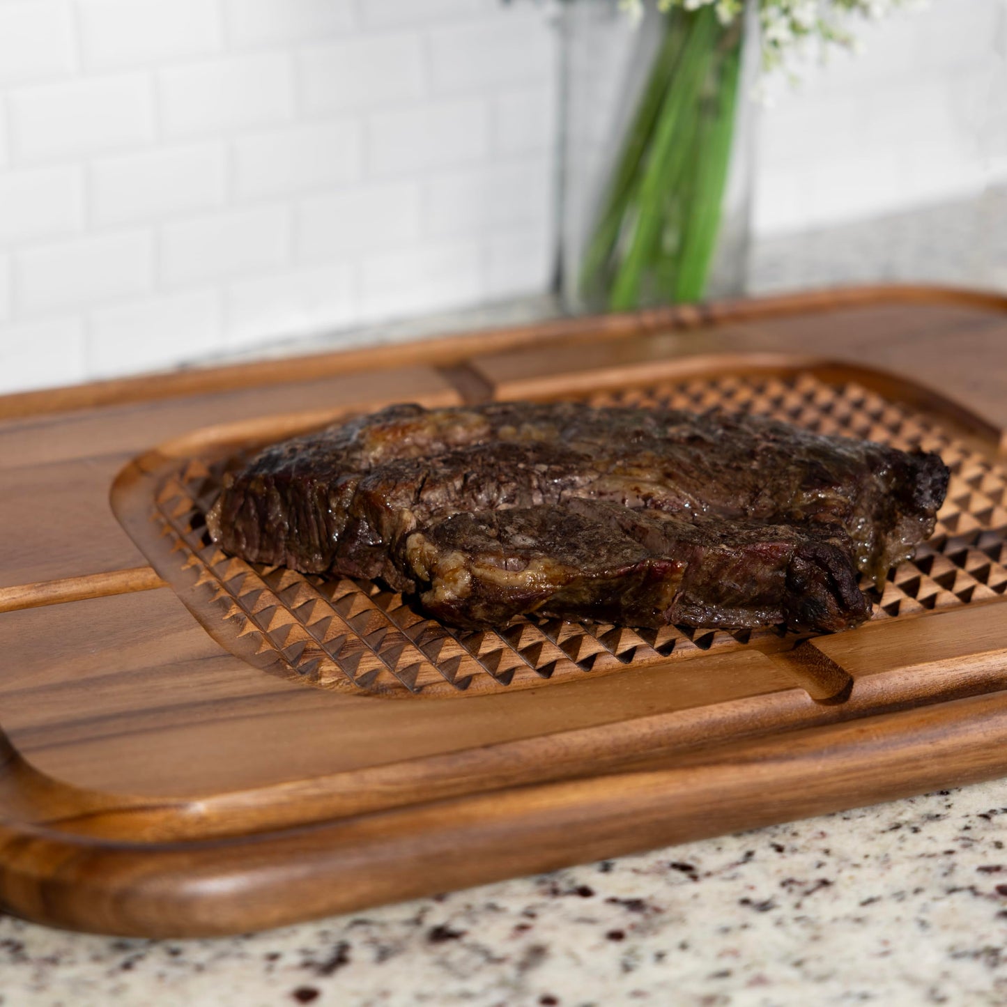 Ironwood Gourmet Gansevoort Large Carving Board, 16" x 24" Acacia Reversible Wood Cutting Board with Juice Groove and Grip Pad