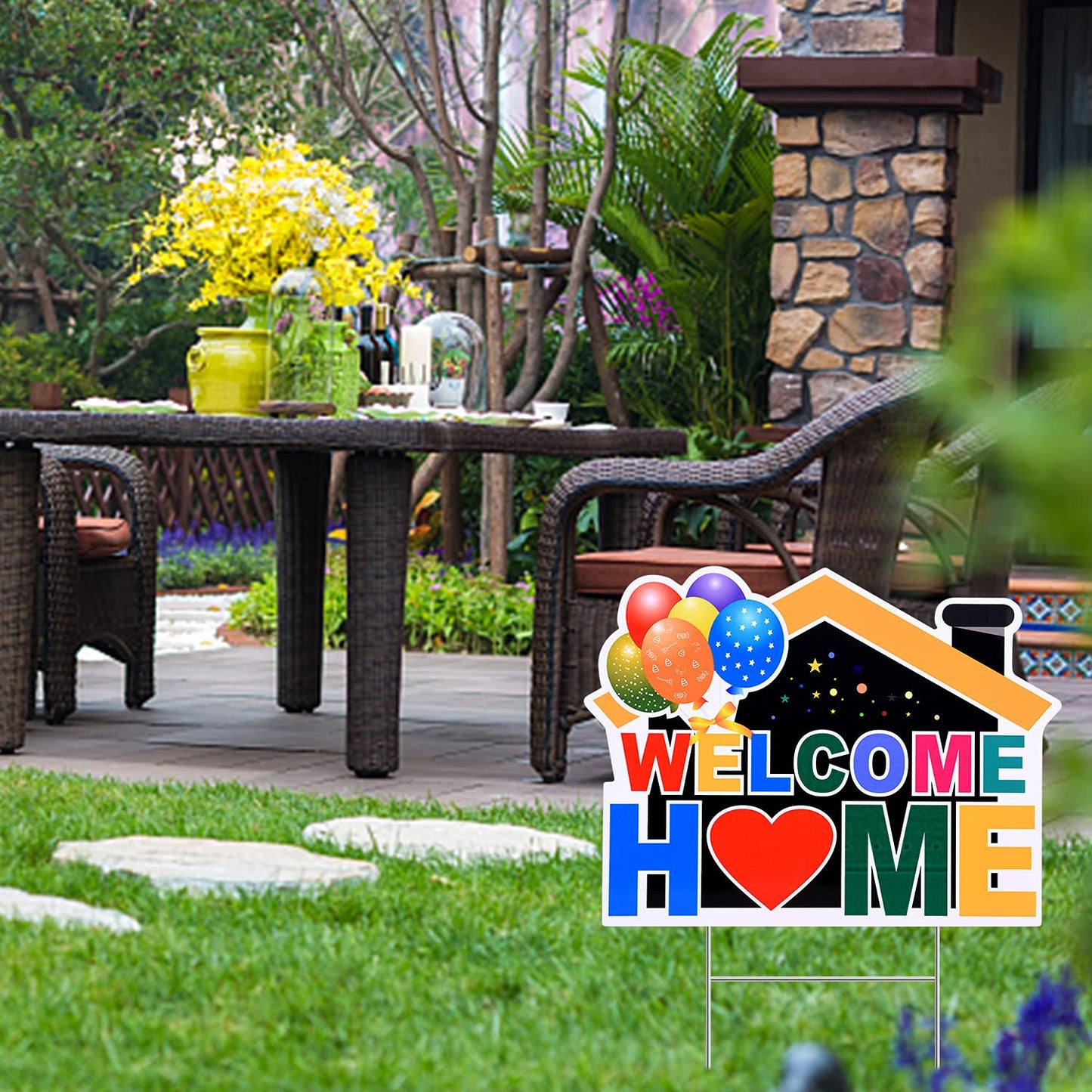 Welcome Home Yard Sign With Metal Stakes, Welcome Sign, Party Decoration for Outdoor, Home Welcoming Party Lawn Sign Supplies