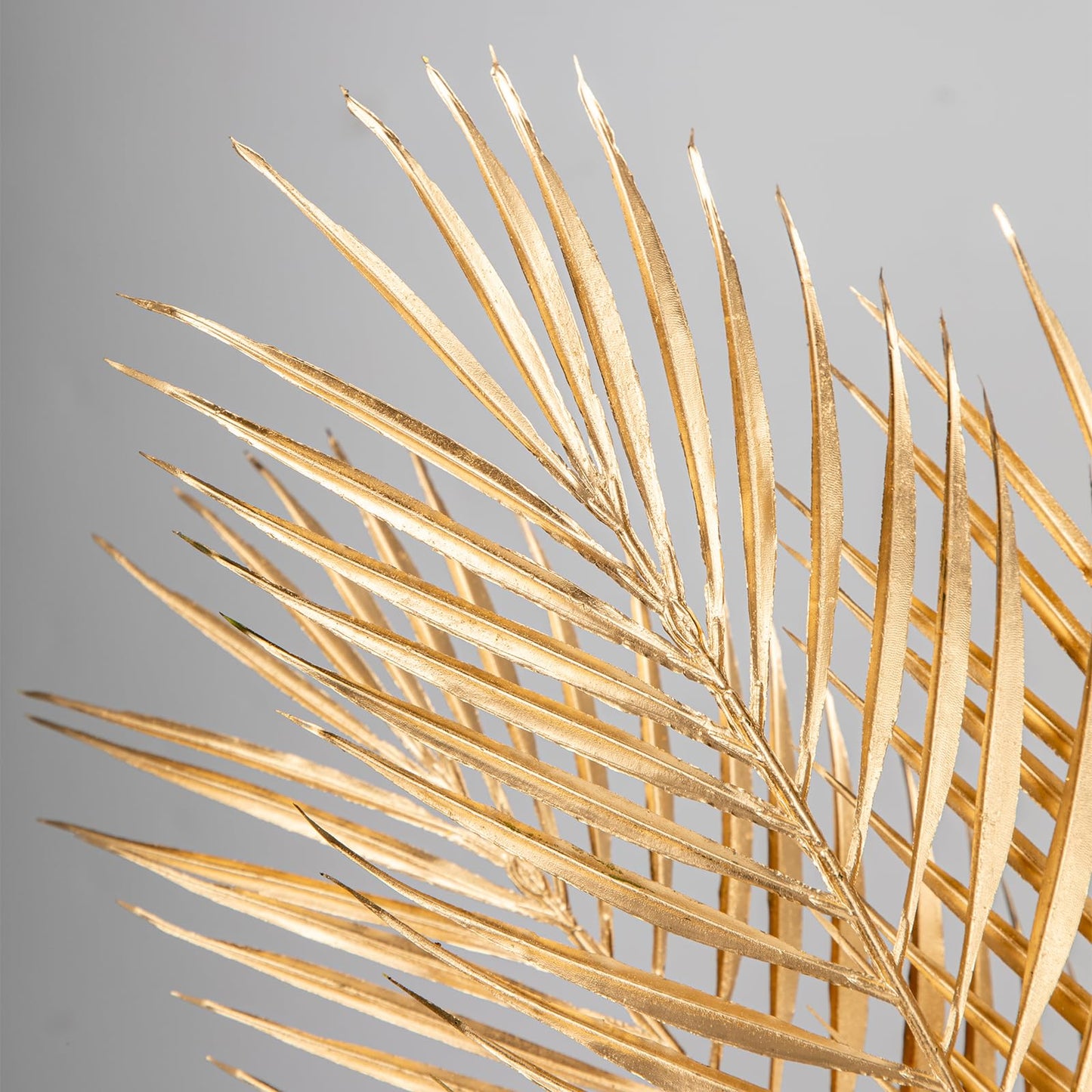 19” Large Gold Palm Leaves Palm Fronds Tropical Leaves Areca Palm Branches Artificial Palm Leaves with Stem Golden Palm Tree Leaves Faux Palm Leaves for Floral Arrangement Fake Gold Leaves 6Pcs