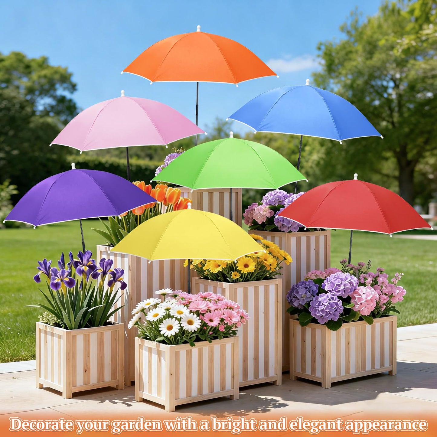 Tryly Plant Umbrellas for Outdoor Plants, Garden Umbrella Shade for Potted Plants and Garden Beds, Provide Shade to Defend Plants From Blazing Sun (1Green 1Yellow)