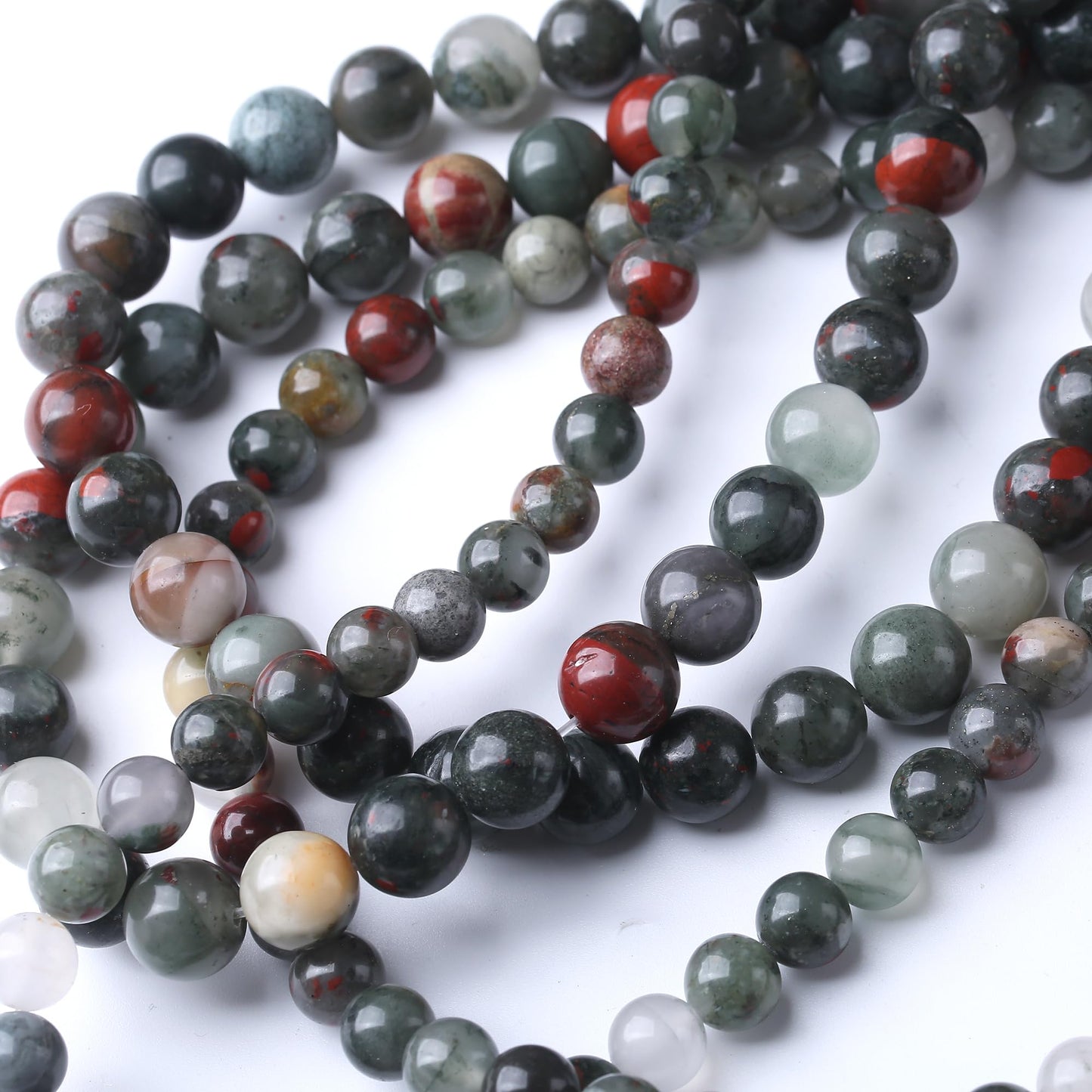 6MM African Bloodstone Round Loose Beads Natural Gem Beads Crystal Energy Stone Beads for Jewelry Making DIY Bracelet Necklace
