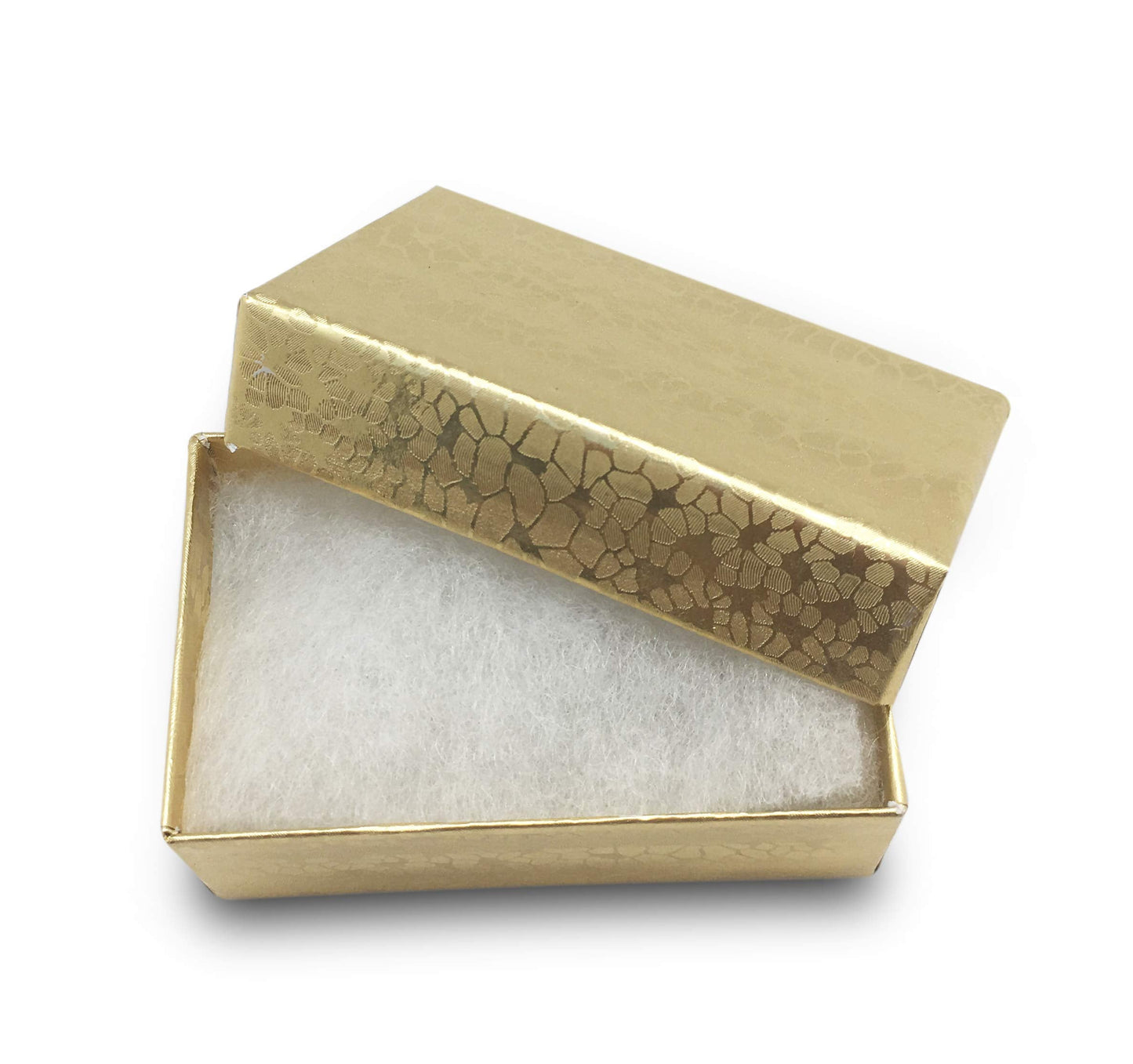 TheDisplayGuys - 25-Pack #21 Cotton Filled Cardboard Paper Jewelry Boxes Gift Case - Gold Foil (2.6" x 1.6" x 1.0") - for Shipping or Storage