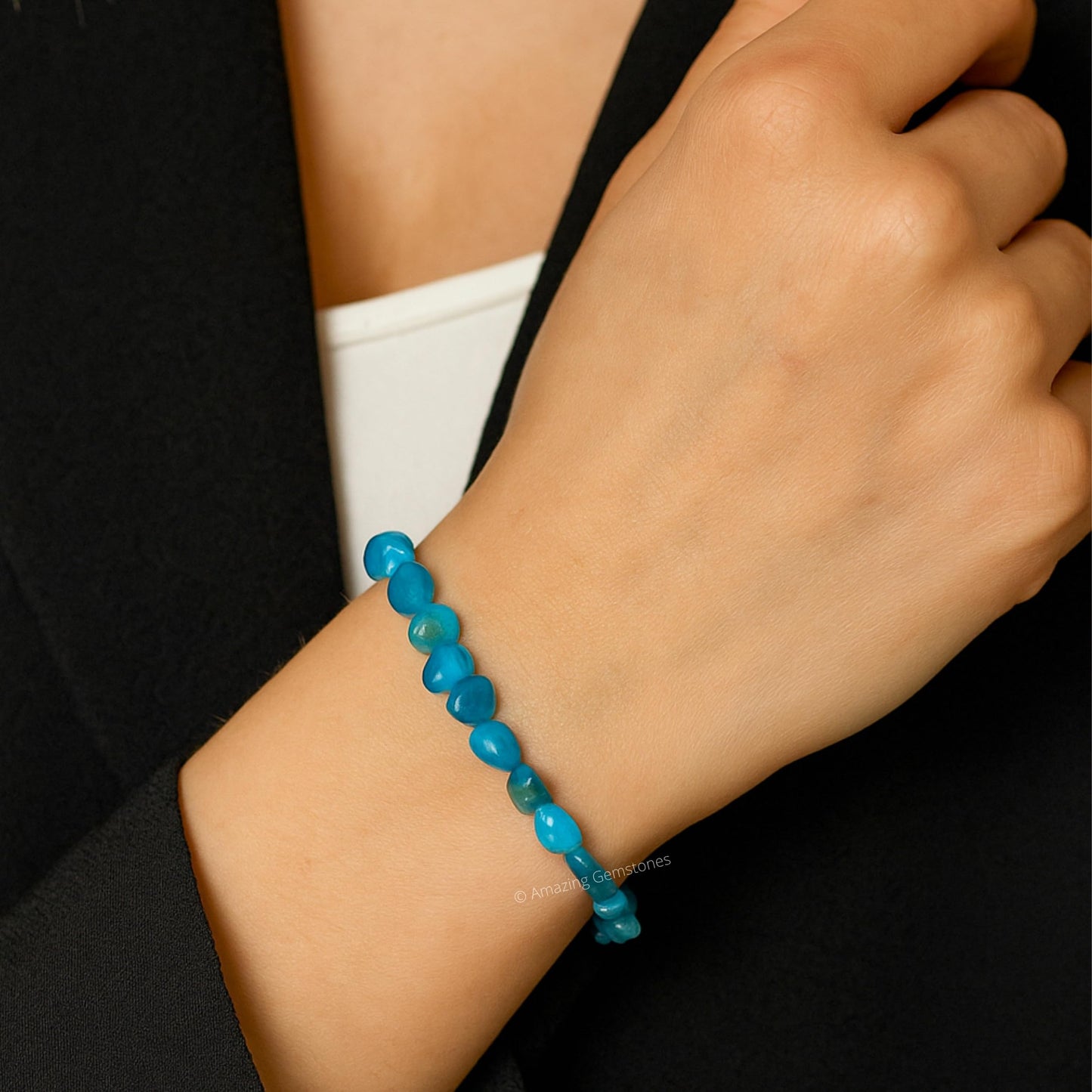 Amazing Gemstone Apatite Bracelet for Women Men's Gifts - Chakra Protection Mens Bracelet - Apatite Crystal Tumbled Stone Bracelet Gemstone Beaded Bracelet Pulseras Para Hombres Mujer Christmas