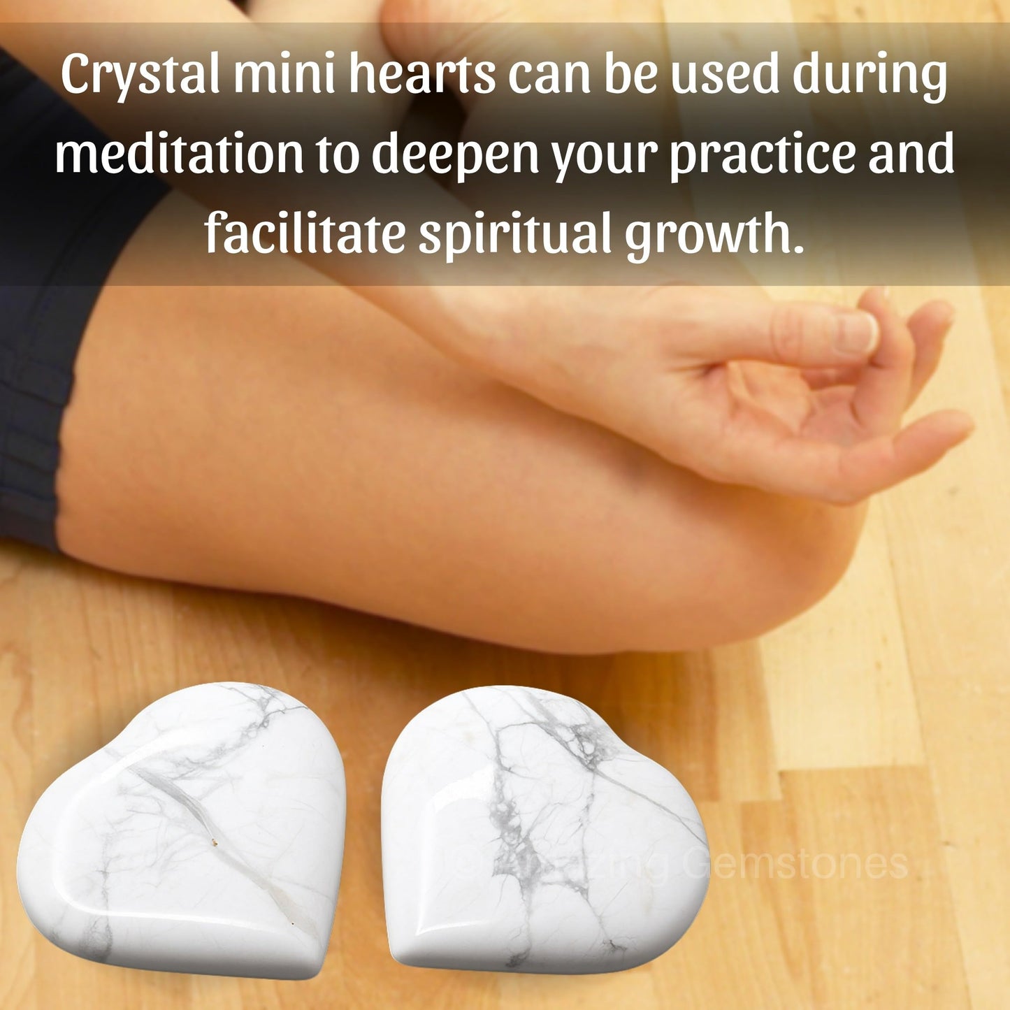 Amazing Gemstone Howlite Stone Heart - Pack of 2 Crystal Heart Stones Rocks - Corazones De Piedra Crystals and Healing Stones Heart Shaped Crystal - Stocking Stuffers Gifts