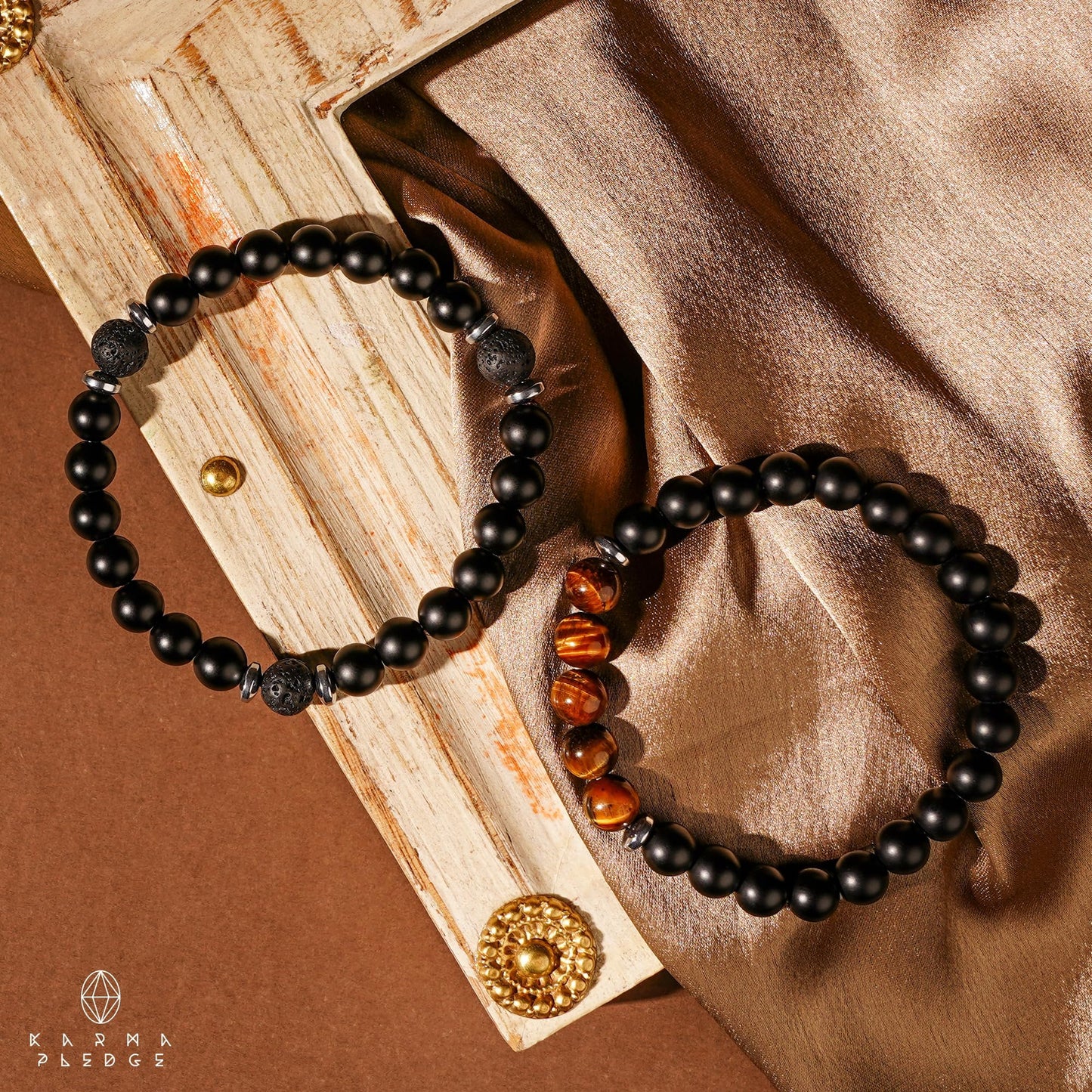 Tiger Eye Crystal Bracelet Handmade 8mm Beads Black Matte Chakra Healing Crystal Bracelets Combo Pack of 2, Gifts for Women and Men, Brings Positivity, Success and Good Luck, Birthday Gift for Dad