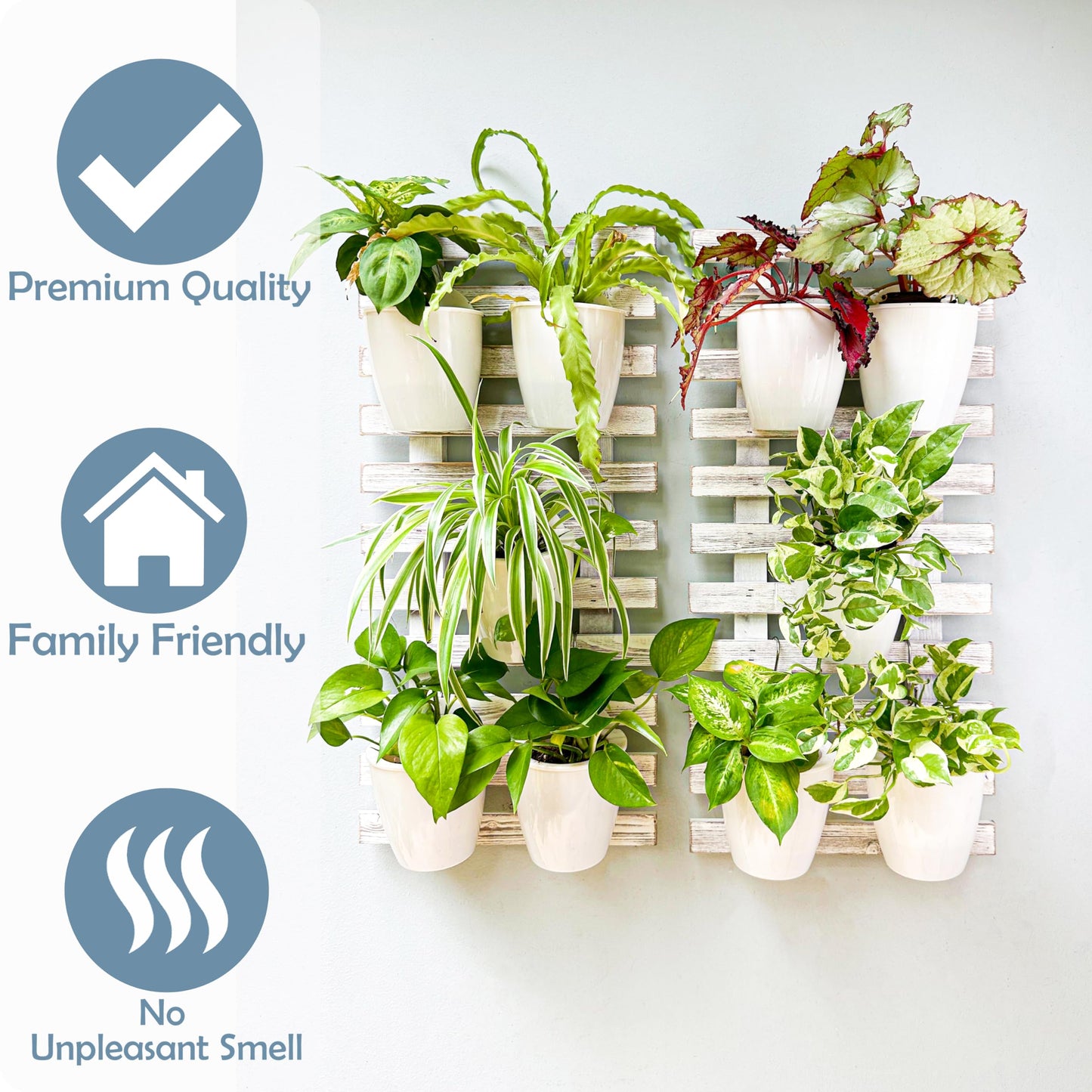 ShopLaLa Wooden Wall Planter - 2 Pack Wall Hanging Planters for Outdoor Plants Rustic White Wall Mounted Wood Ladder for Flower Pots Holder Vertical Herb Garden System Green Decor 23.6" (60cm)