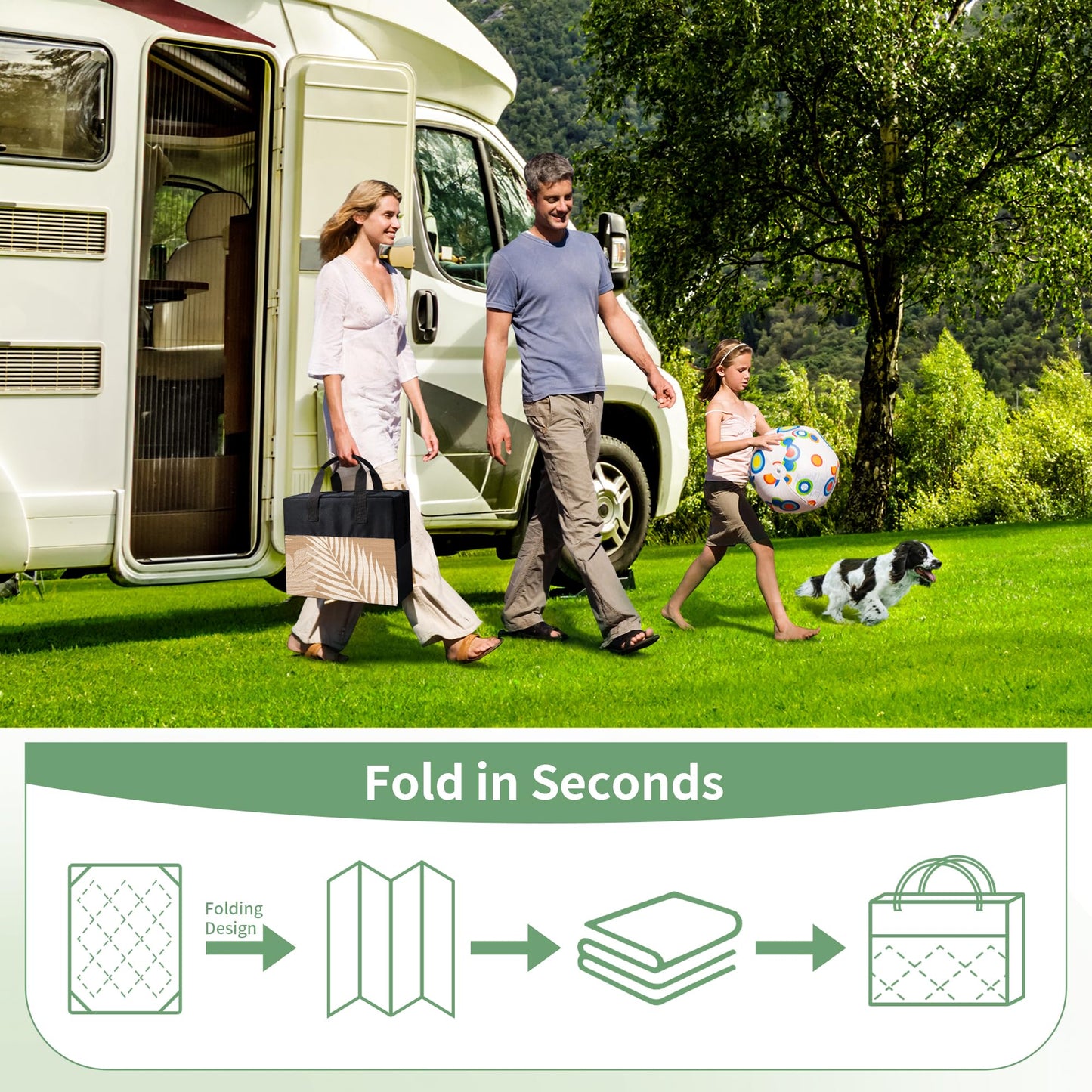GENIMO Outdoor Rug 9' x 12' Waterproof for Patios Clearance, Reversible Outdoor Plastic Straw Camping Rug Carpet, Large Area Rugs Mats for RV, Camper, Deck, Balcony, Porch, Beach, Picnic, Brown&Beige
