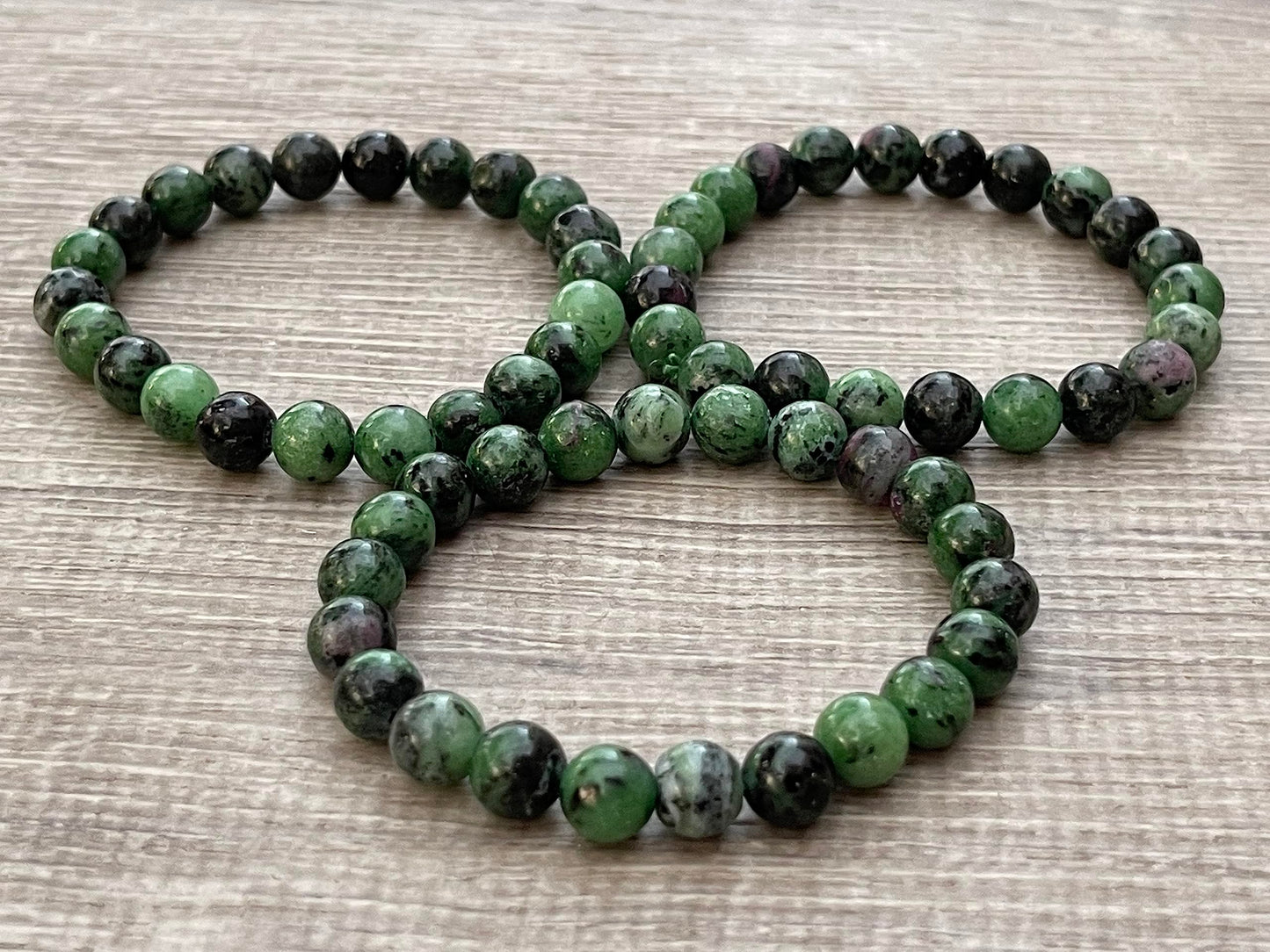 GAF TREASURES Ruby Zoisite Crystal Bead Bracelet 8mm, Genuine Ruby Zoisite Stretch Gemstone Bracelet, Healing Crystal Bracelet, Gift for Men & Women (1)