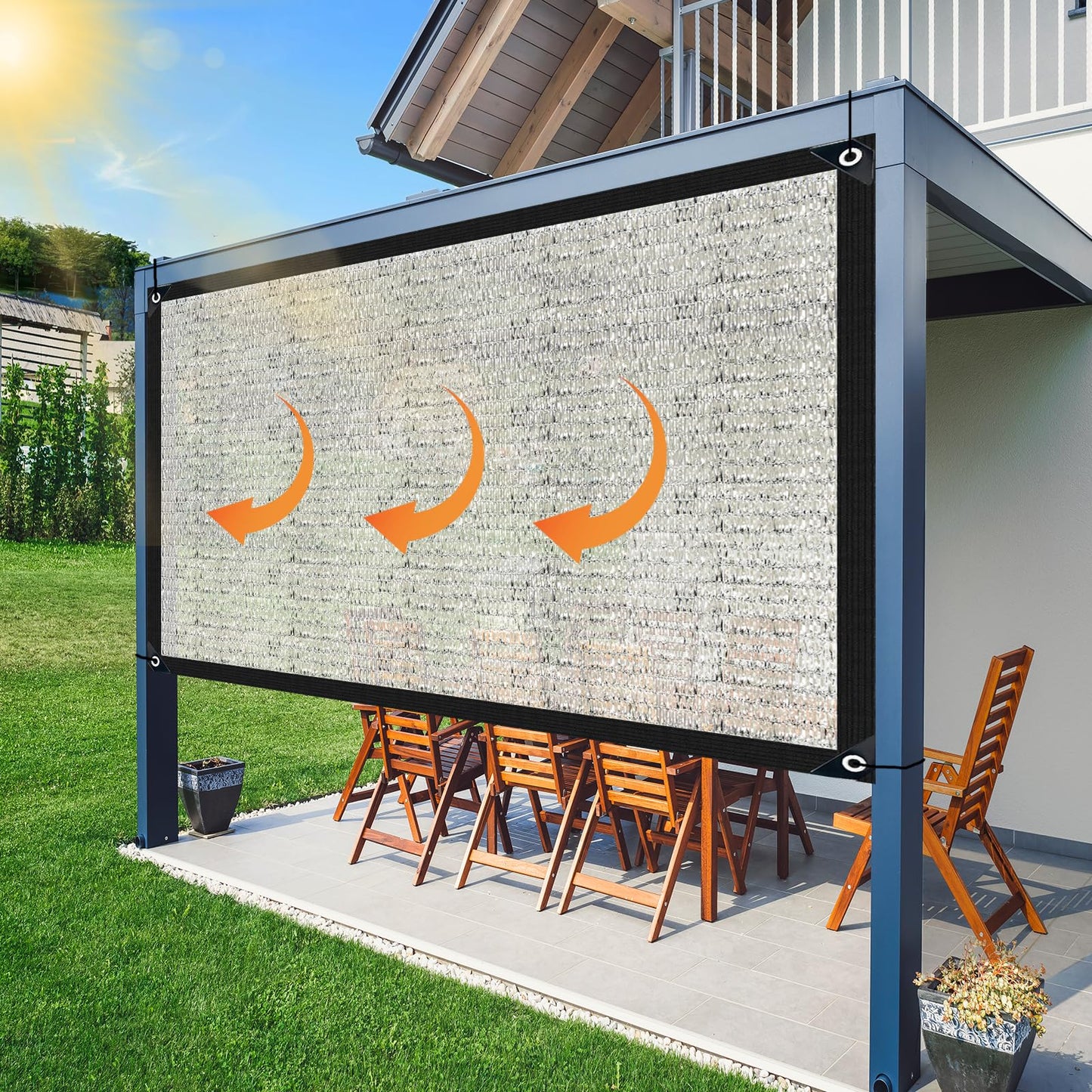 BXAEYIPOR Shade Cloth-80% Aluminum Sunblock Neting,Durable Mesh Tarp with Grommets,Shade Cloth for Garden,Car, Outdoor Pergola,Greenhouse,Chicken Coop and Dog Kennel(Silver)