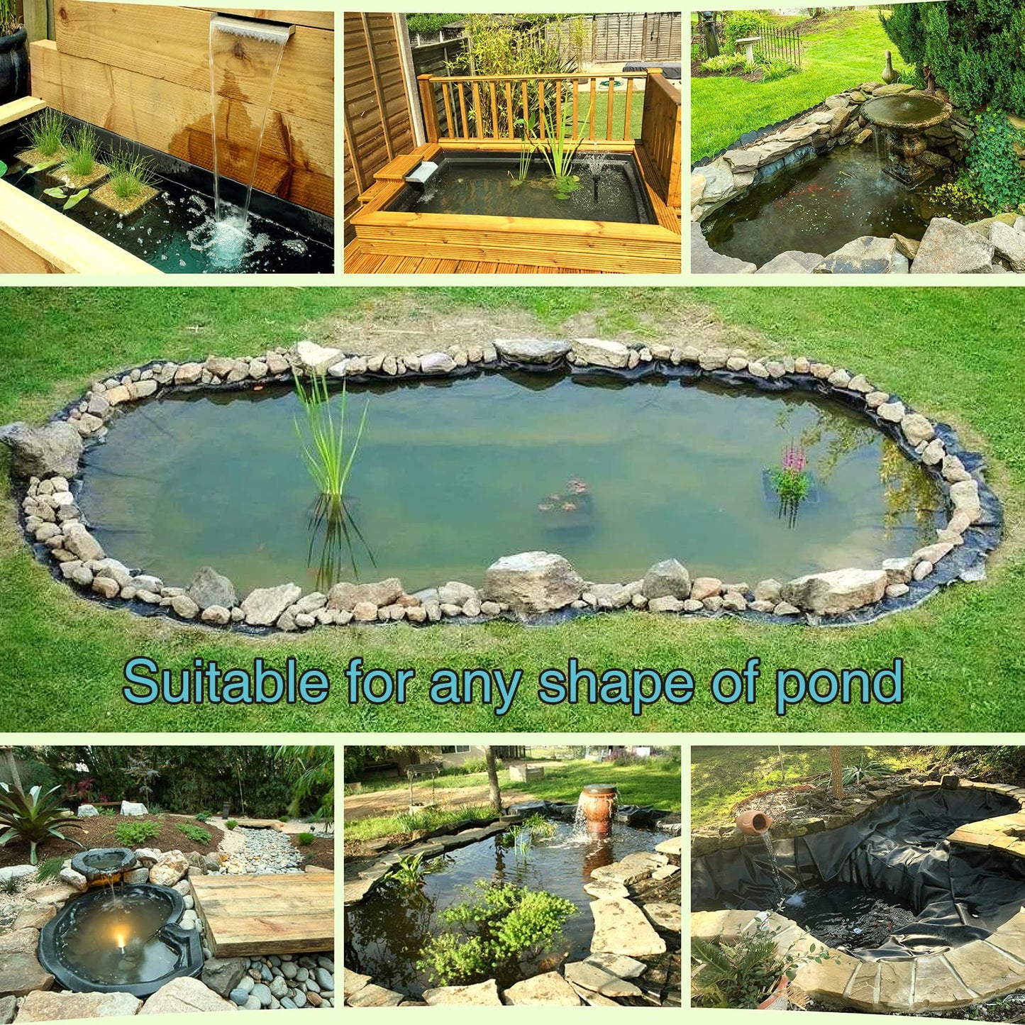 hygger Pond Liner - 7 by 10ft Fish Pond Liners for Outdoor Ponds, 14.5 Mil PVC Soft Pond Liner for Fish Ponds, Water Features, Garden Water Fountains, Waterfalls