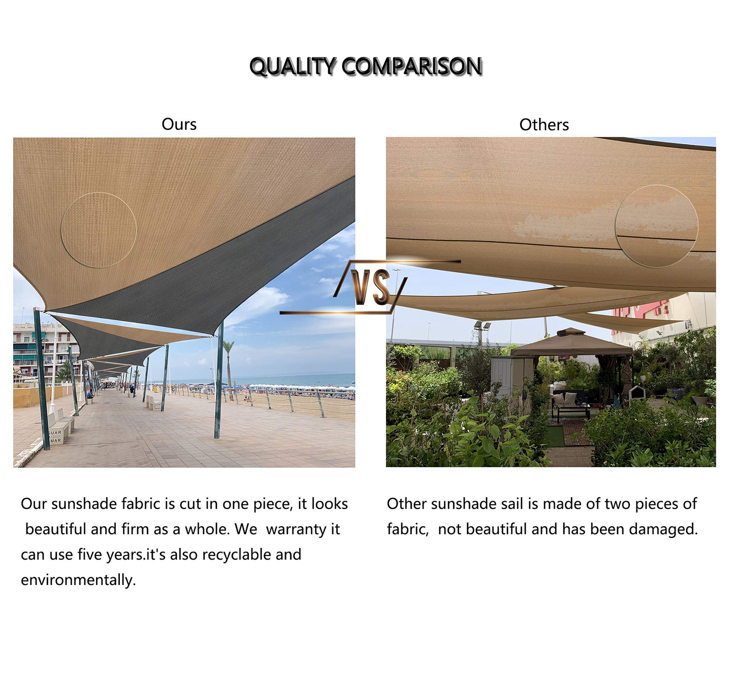 Tronssien Triangle 16'x16'x23' Sun Shade Sail, 95% UV Blockage Canopy Awning for Outdoor Patio and Garden, Yard Activities