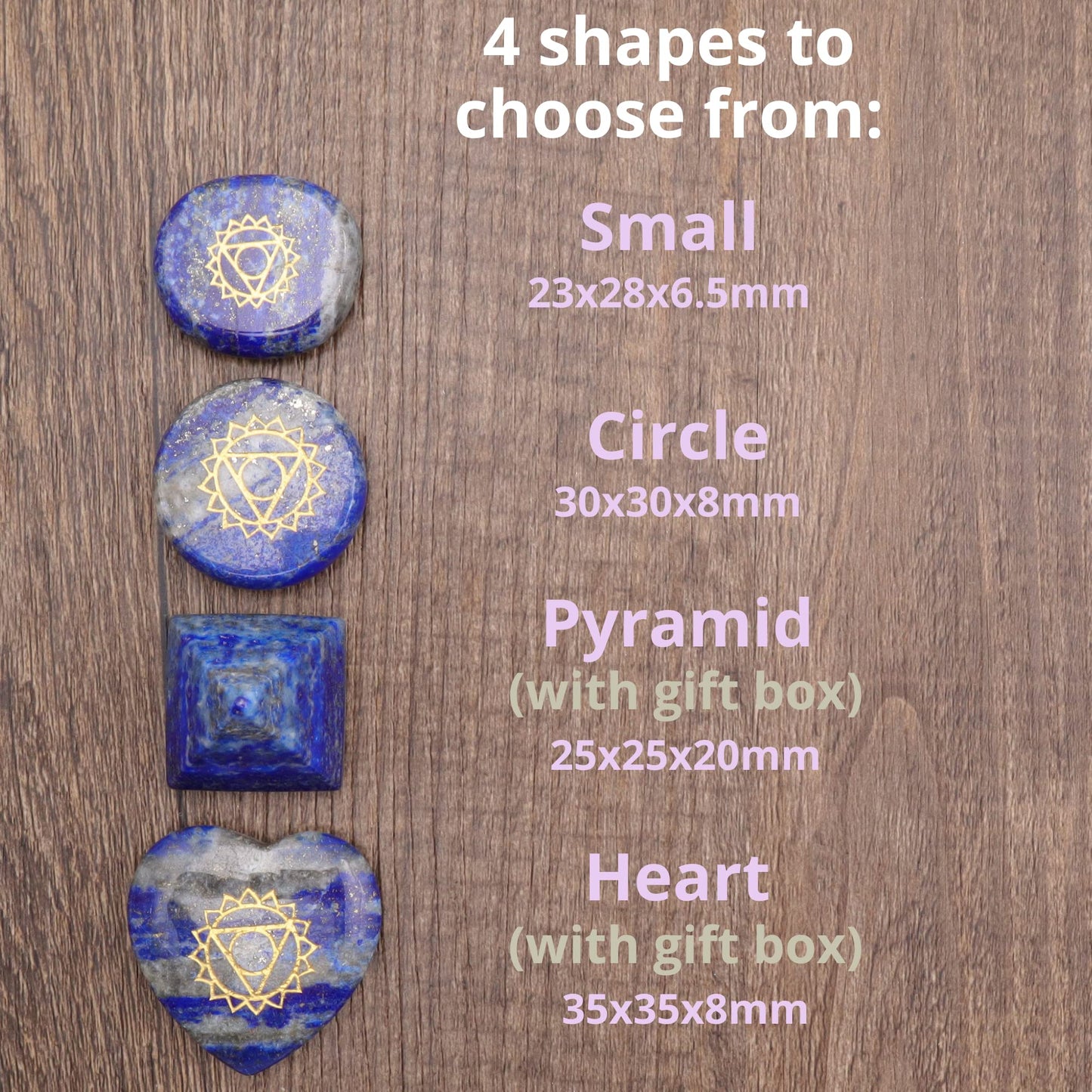 Uorbeay NatureWonders All Natural 7 Chakra Stone Set (Pyramid) with Engraved Symbols (Gift Box, Information Brochure & Pouch) - Healing Crystals, Balancing, Tumbled Palm Stone, Touchstone, Meditation