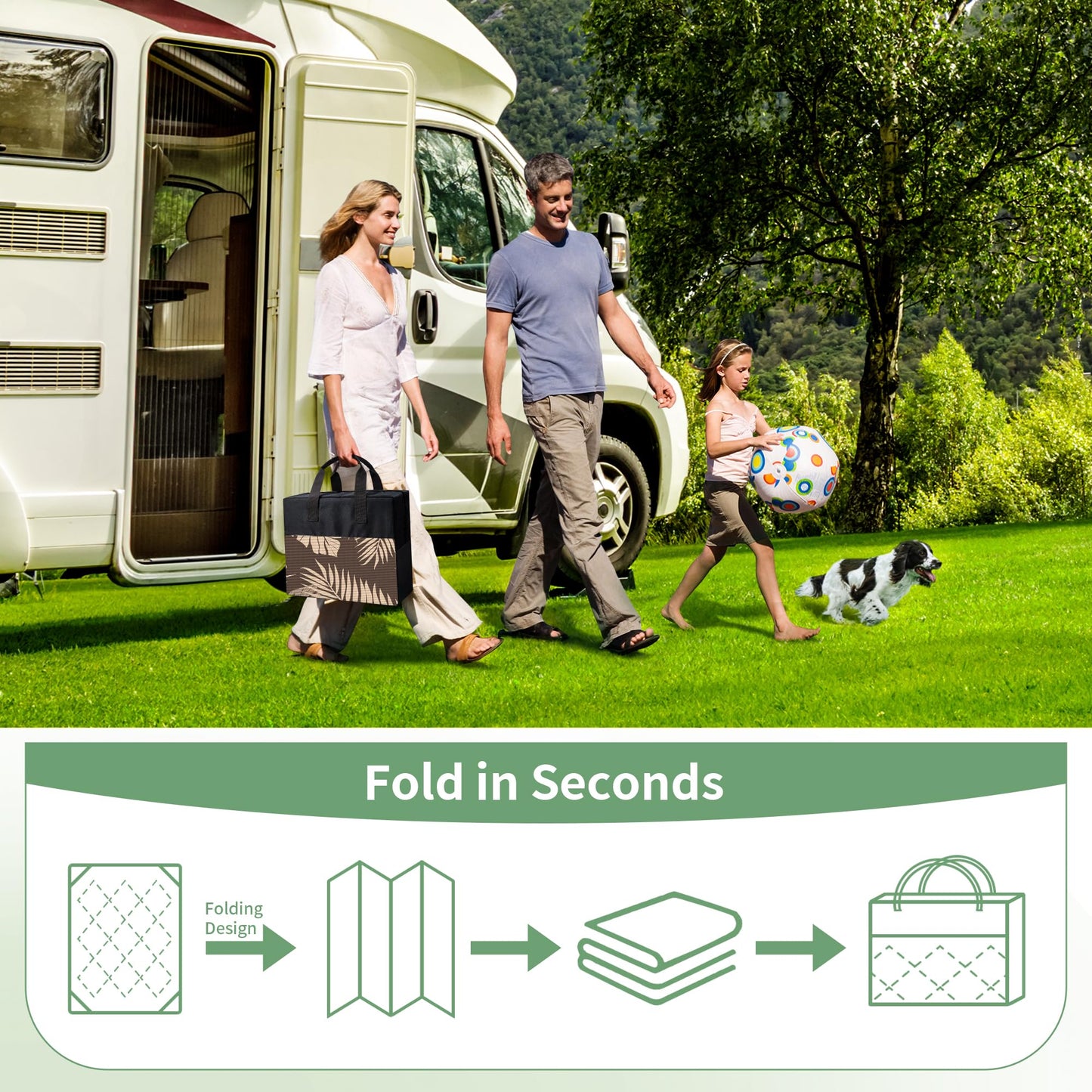 GENIMO Outdoor Rug 9' x 12' Waterproof for Patios Clearance, Reversible Outdoor Plastic Straw Camping Rug Carpet, Large Area Rugs Mats for RV, Camper, Deck, Balcony, Porch, Beach, Picnic, Coffee&Beige