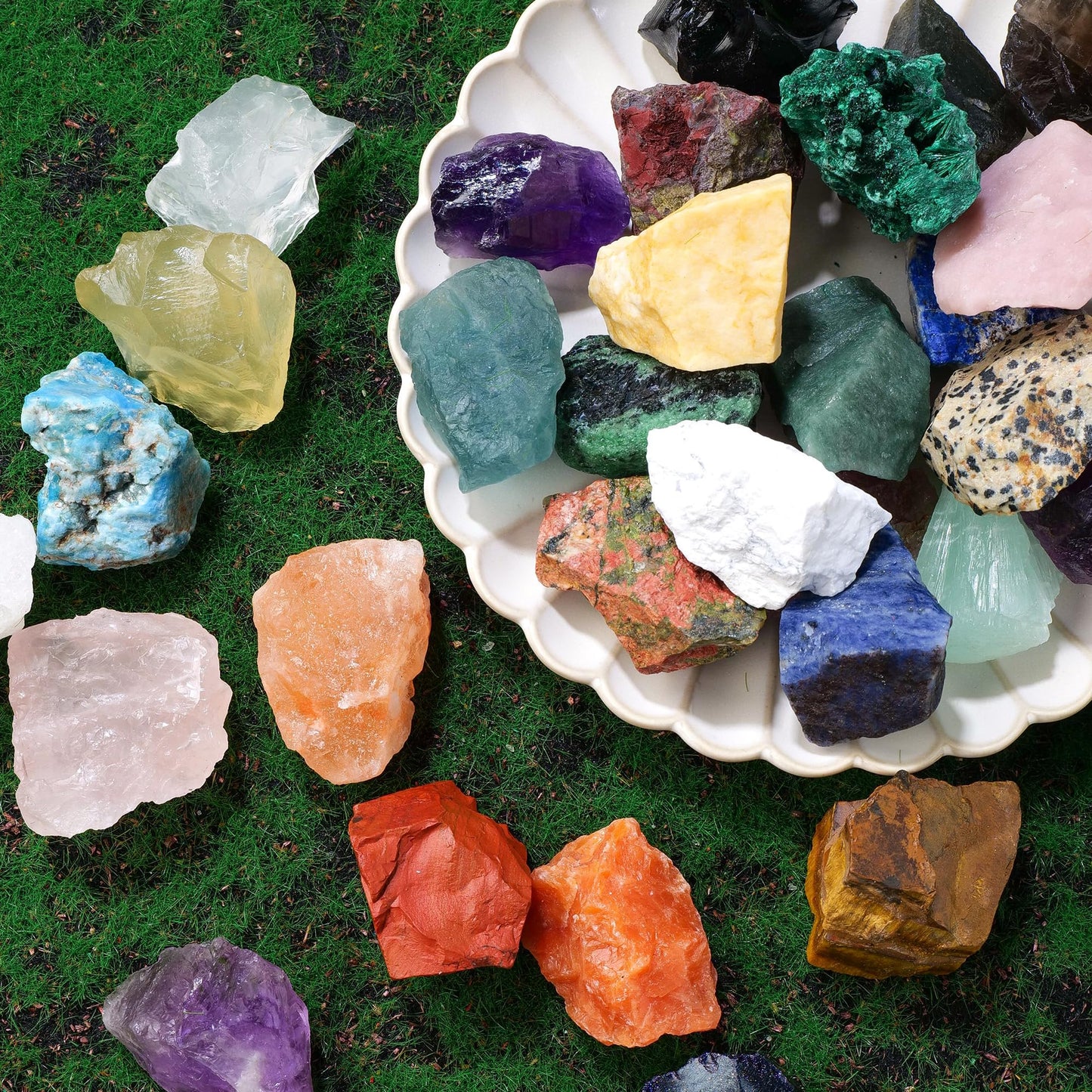 Apengshi 1.2-2'' Rainbow Fluorite Raw Stone Natural Crystal Healing Crystal and Stone Rough Rocks for Fountain Home Garden Decor Meditation