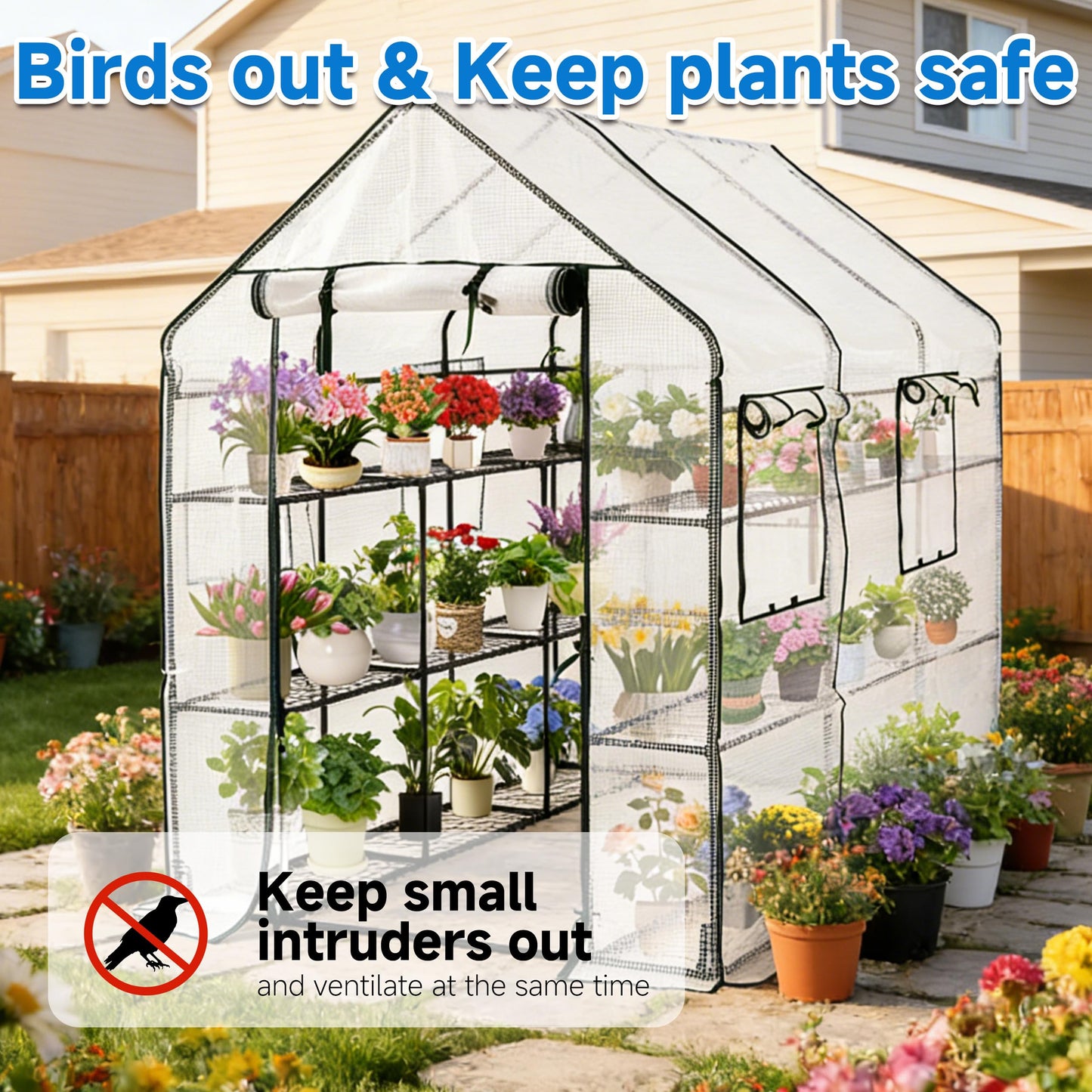 SUNGIFT Greenhouse for Outdoors, Walk-in Greenhouses 56 x 85 x 77 Inch, Portable Green House 3 Tiers 20 Shelves for Garden, Patio, Backyard, White