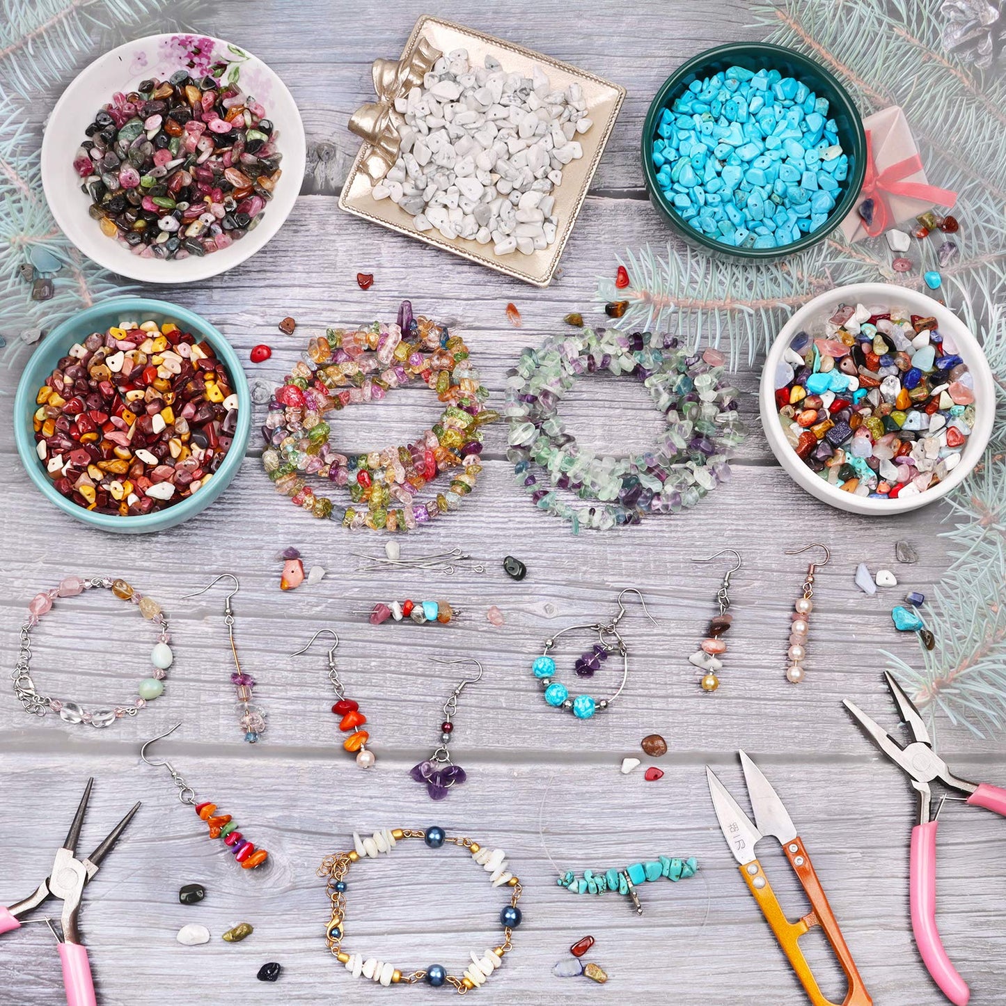 500 pcs Natural Chip Stone Beads, Orange Garnet 5-8 mm Irregular Gemstones Healing Crystal Loose Rocks Bead Hole Drilled for Jewelry Making Bracelet