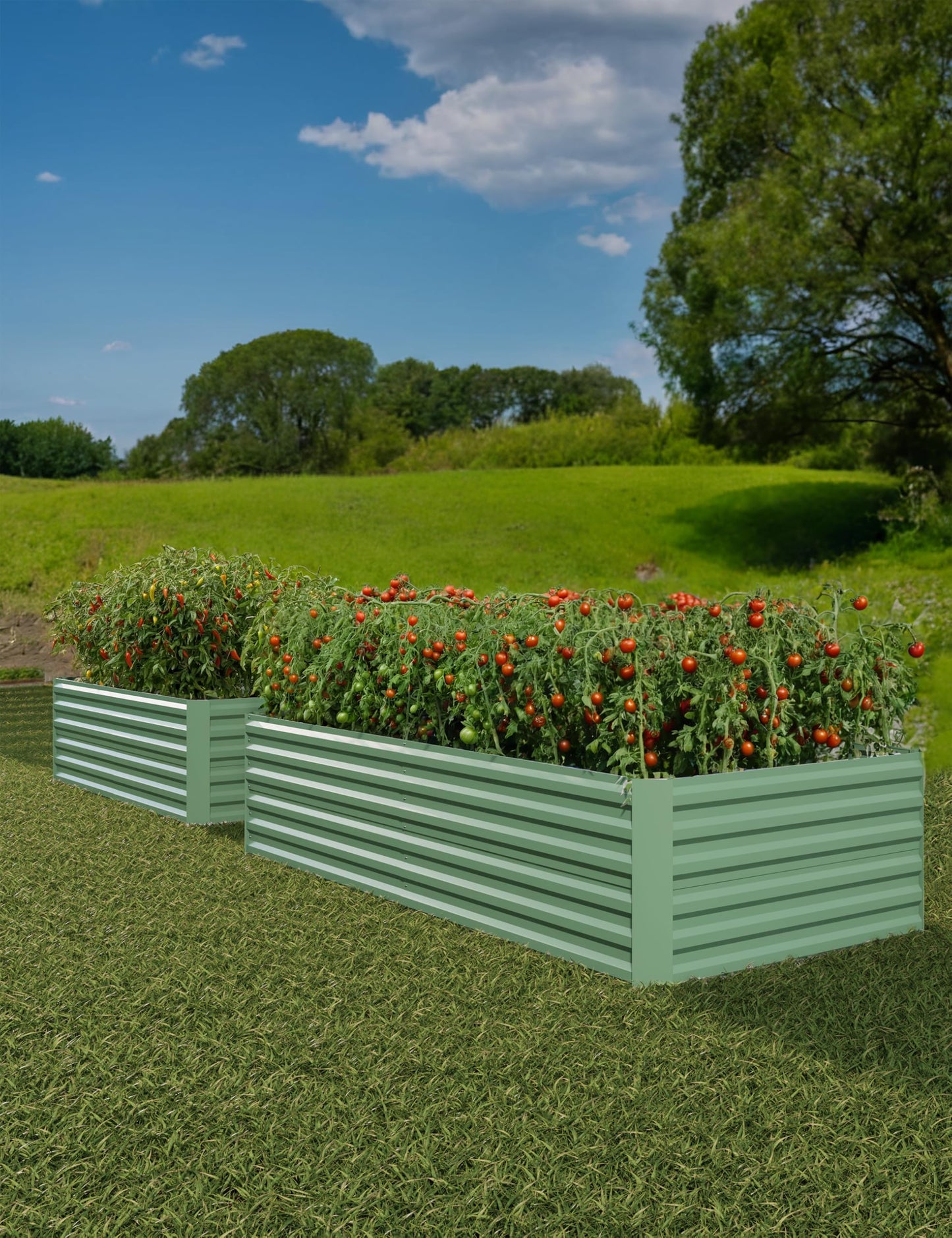 GarveeLife 2pcs 6x3x2 ft Galvanized Raised Garden Bed, 24" Tall Metal Planter Box for Flowers Vegetables, Rust-Resistant Raised Garden Beds for Gardening, Easy Assembly Outdoor Garden Box & Planters
