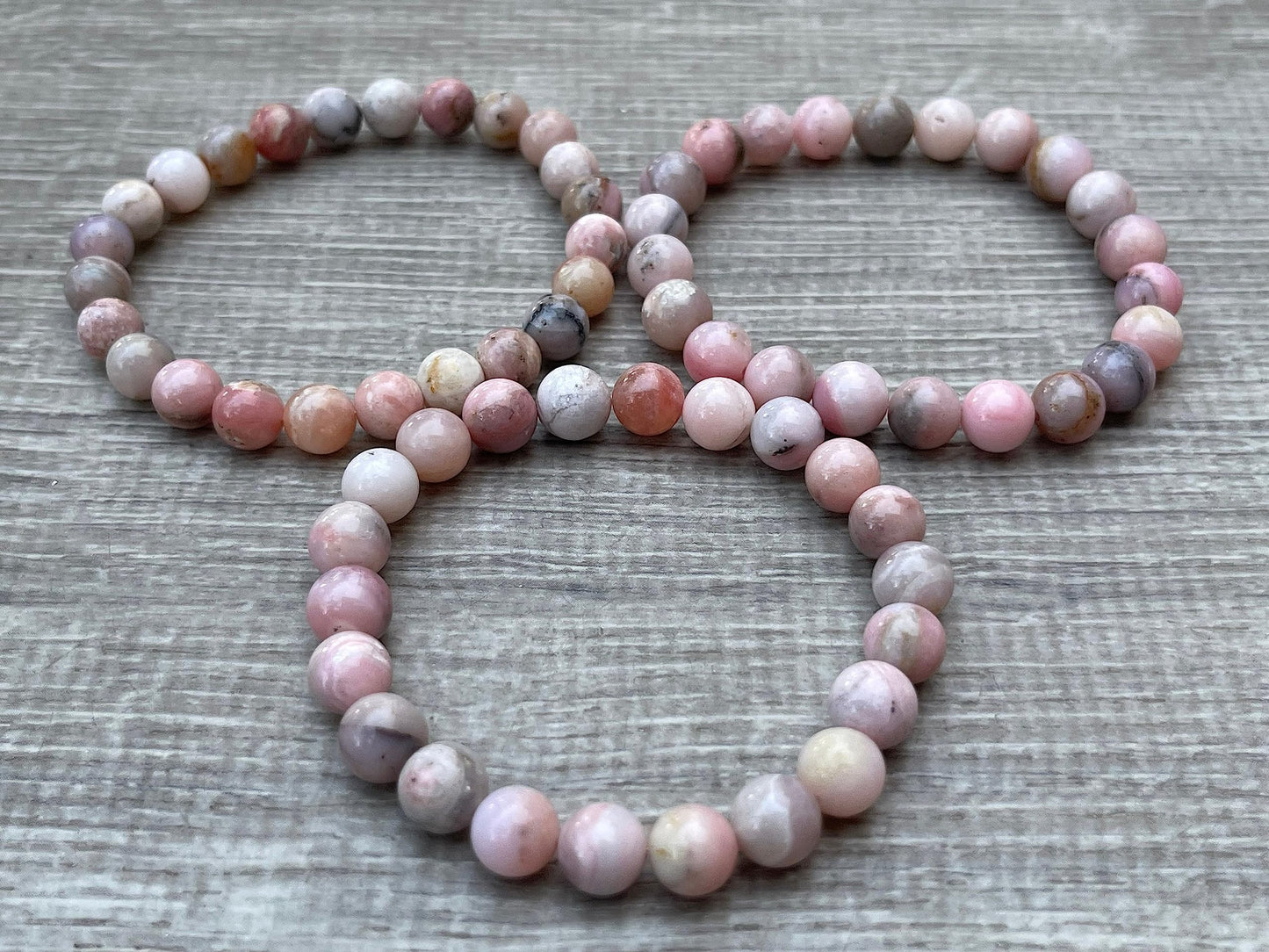 GAF TREASURES Pink Opal Crystal Bead Bracelet 8mm, Genuine Pink Opal Stretch Gemstone Bracelet, Healing Crystal Bracelet, Gift for Men & Women (1)