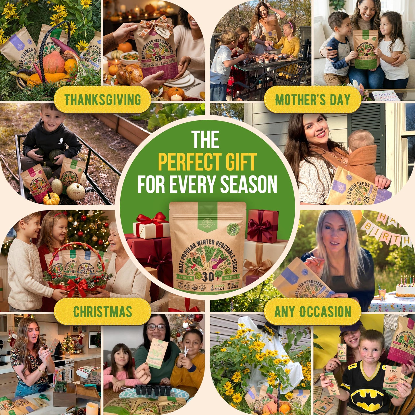 Organo Republic 30 Most Popular Winter Vegetable Garden Seeds Variety Pack- Outdoors/Indoor 33,200+ Non-GMO Heirloom Veggie Seeds Broccoli Beet Carrot Cabbage Chives Lettuce Radish Pea Spinach & More
